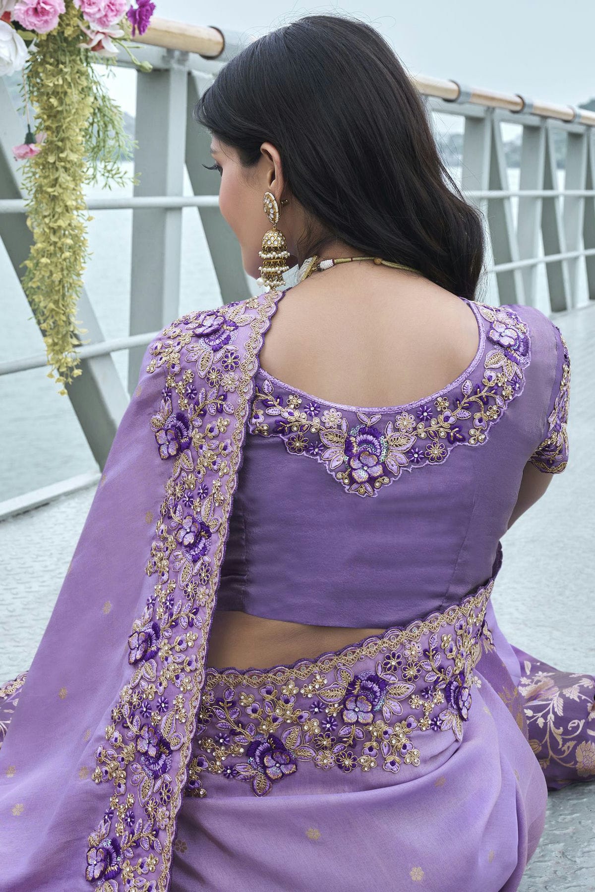 Purple Colour Tissue Silk Designer Saree