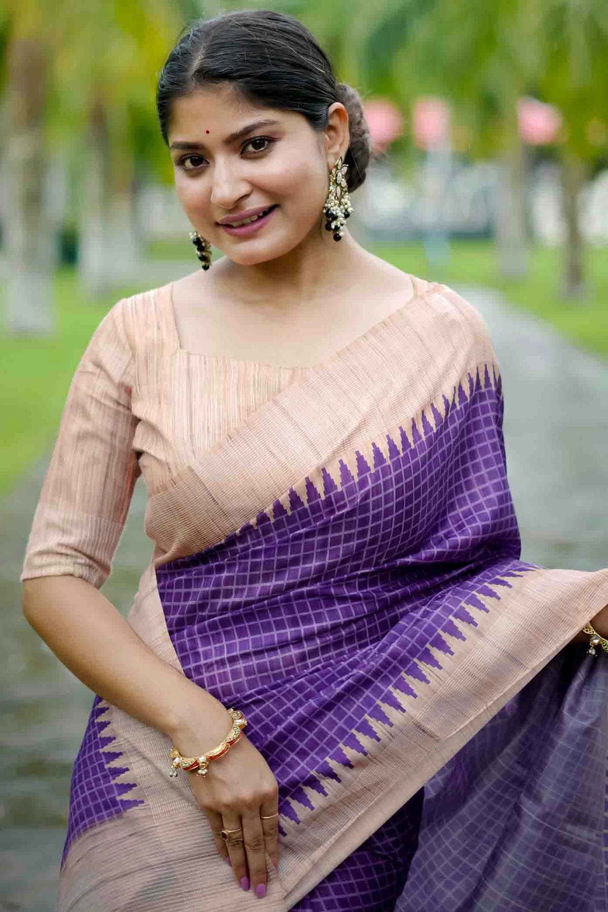 Purple Colour Tussar Silk Traditional Saree