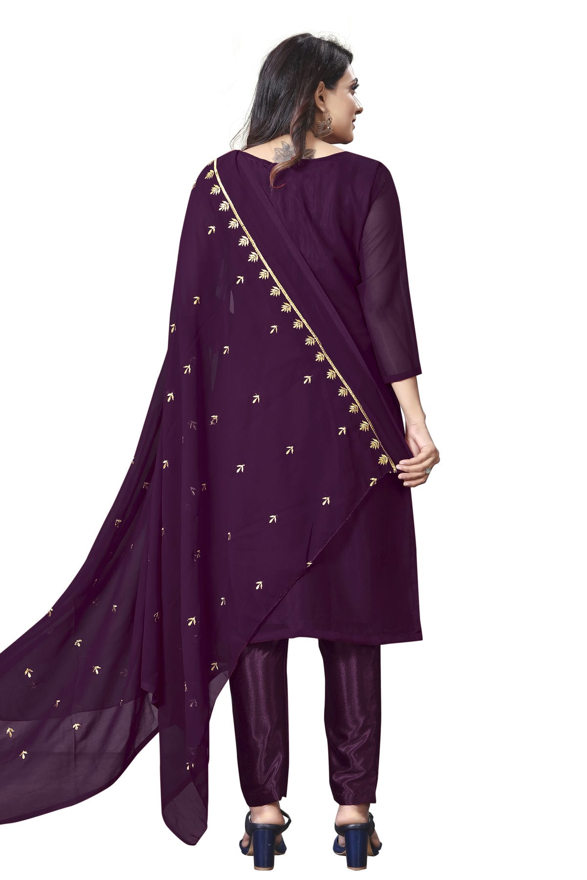 Purple Colour Unstitched Faux Georgette Straight Suit VSUS1160640