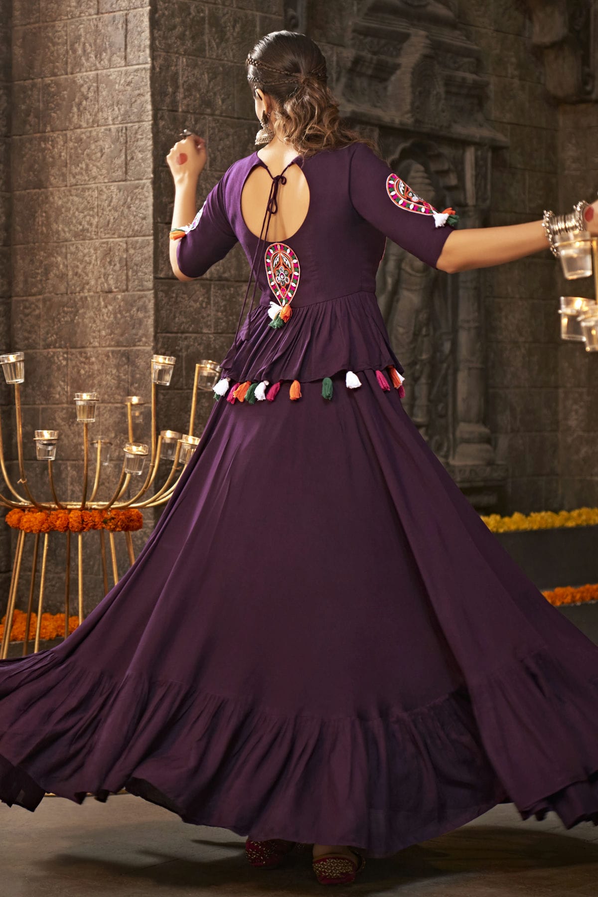 Purple Colour Viscose Rayon Navratri Lehenga VSLC1150224