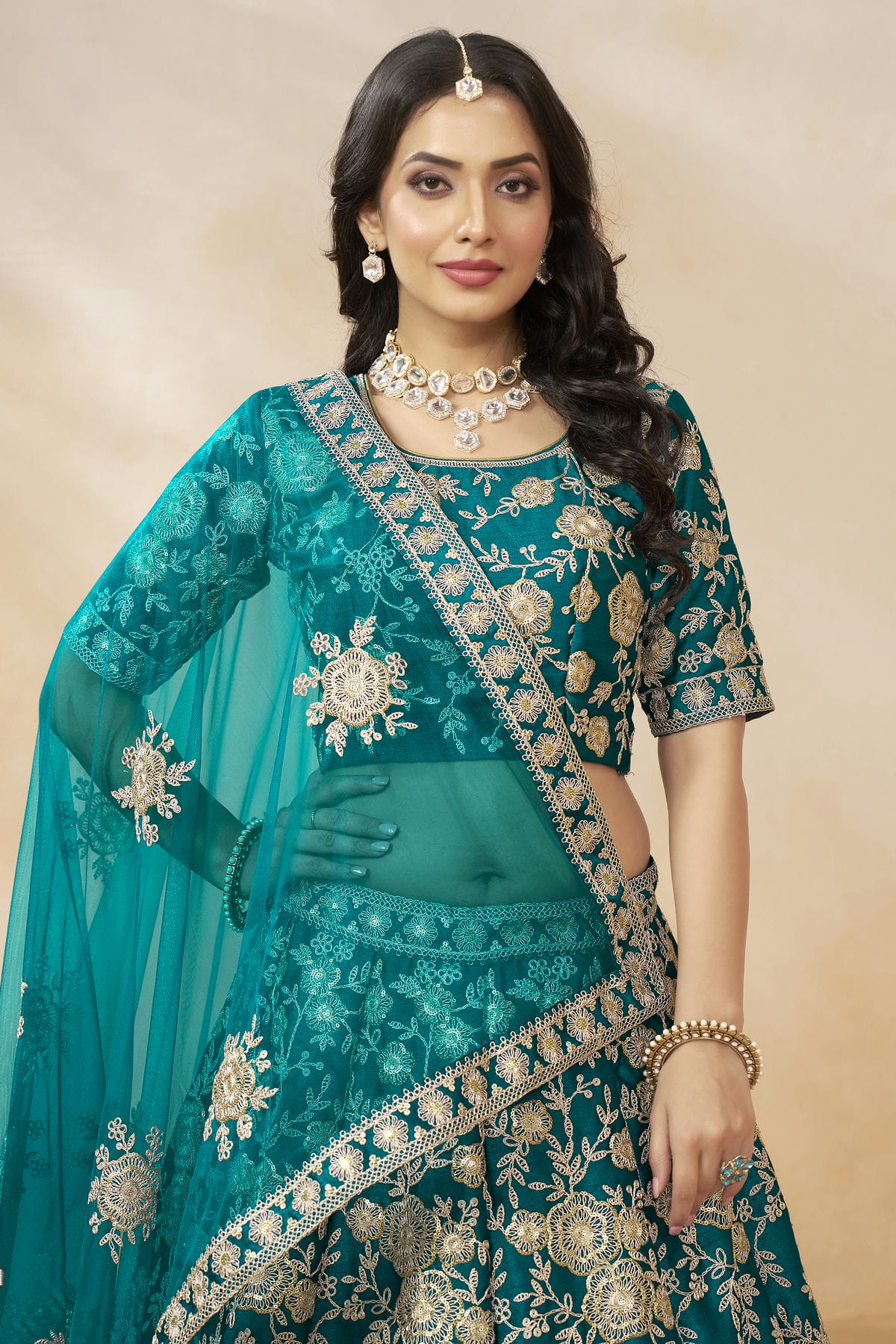 Rama Green Colour Art Silk Lehenga Choli VSLC1050633