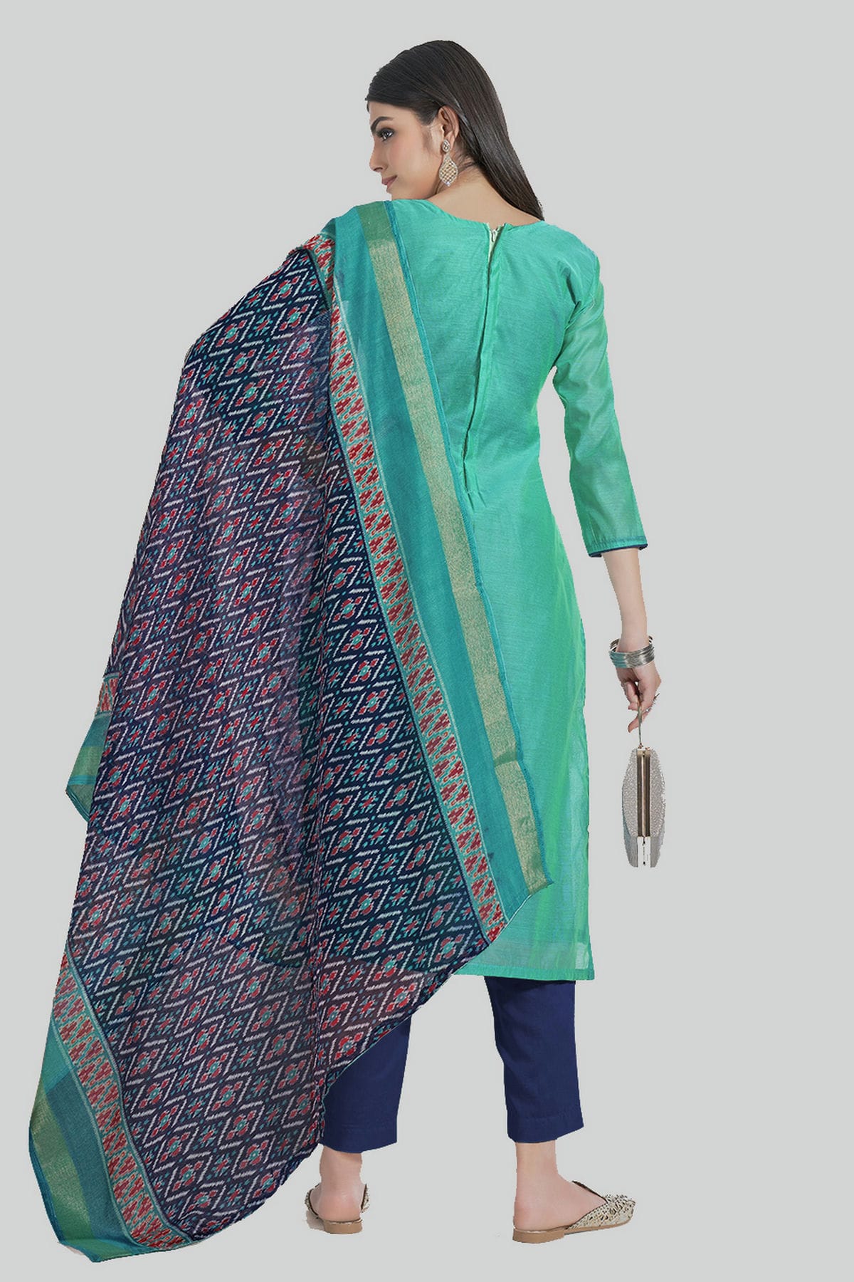Rama Green Colour Chanderi Silk Pant Style Suit VSSM1110609