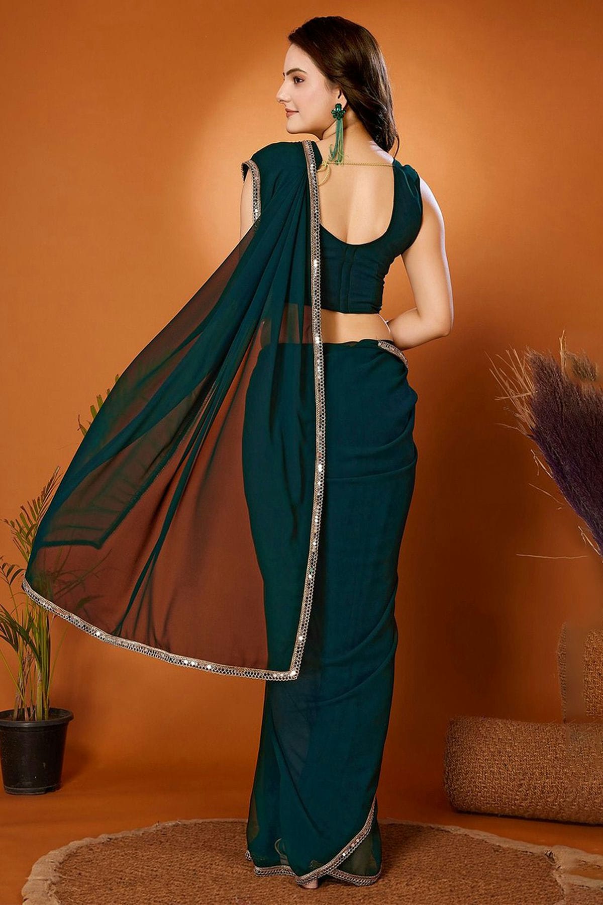 Rama Green Colour Georgette Saree VSSD1180188