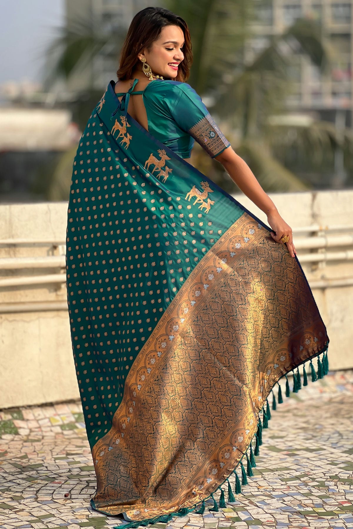 Rama Green Colour Soft Silk Traditional Saree