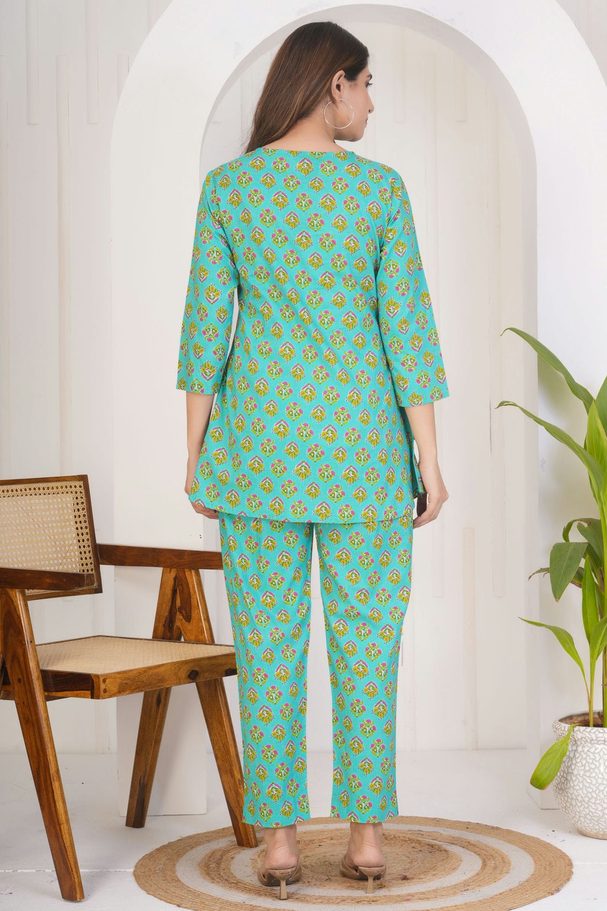 Rama Green Colour Stitched Cotton Co Ord Set VSTP1112402