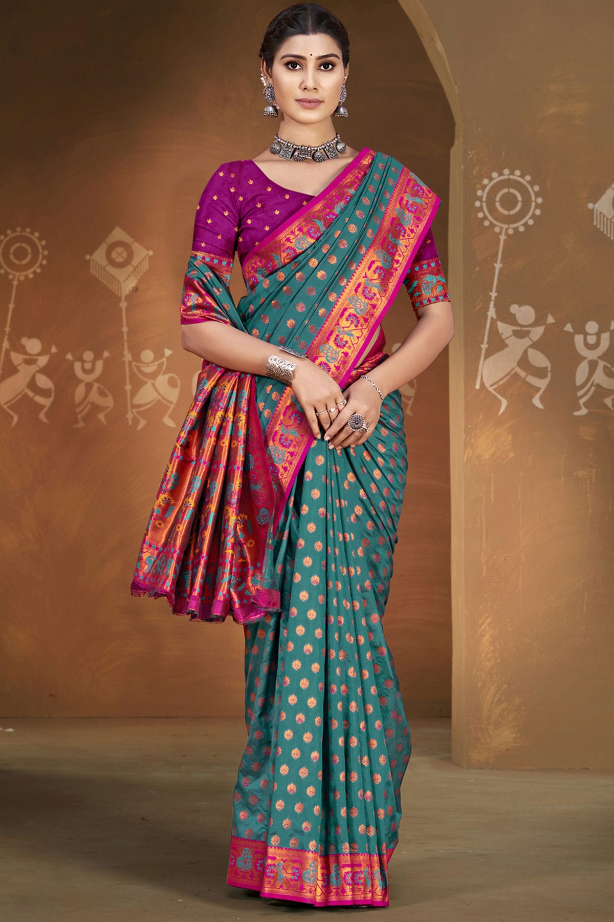 Rama-Green-Colour-Woven-Work-Silk-Traditional-Saree-VSSD1103150