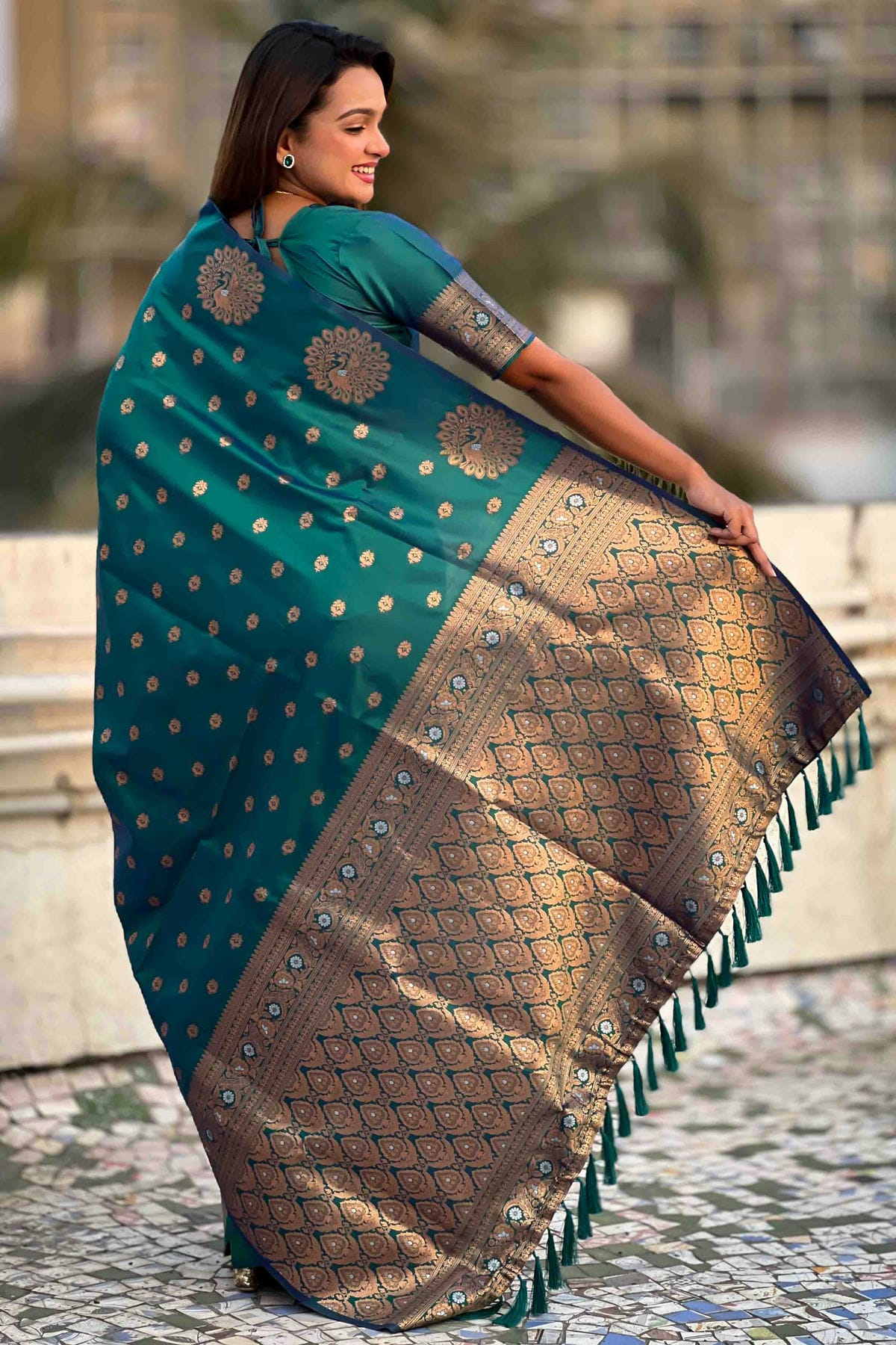 Rama Green Colour Zari Work Moonga Silk Traditional Sarees VSSD1113344