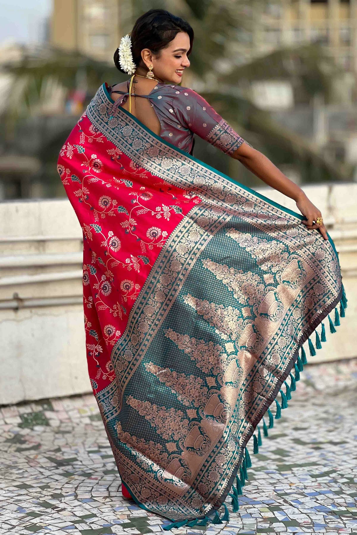 Red Colour Banarasi Silk Meenakari Work Traditional Saree VSSD1113552