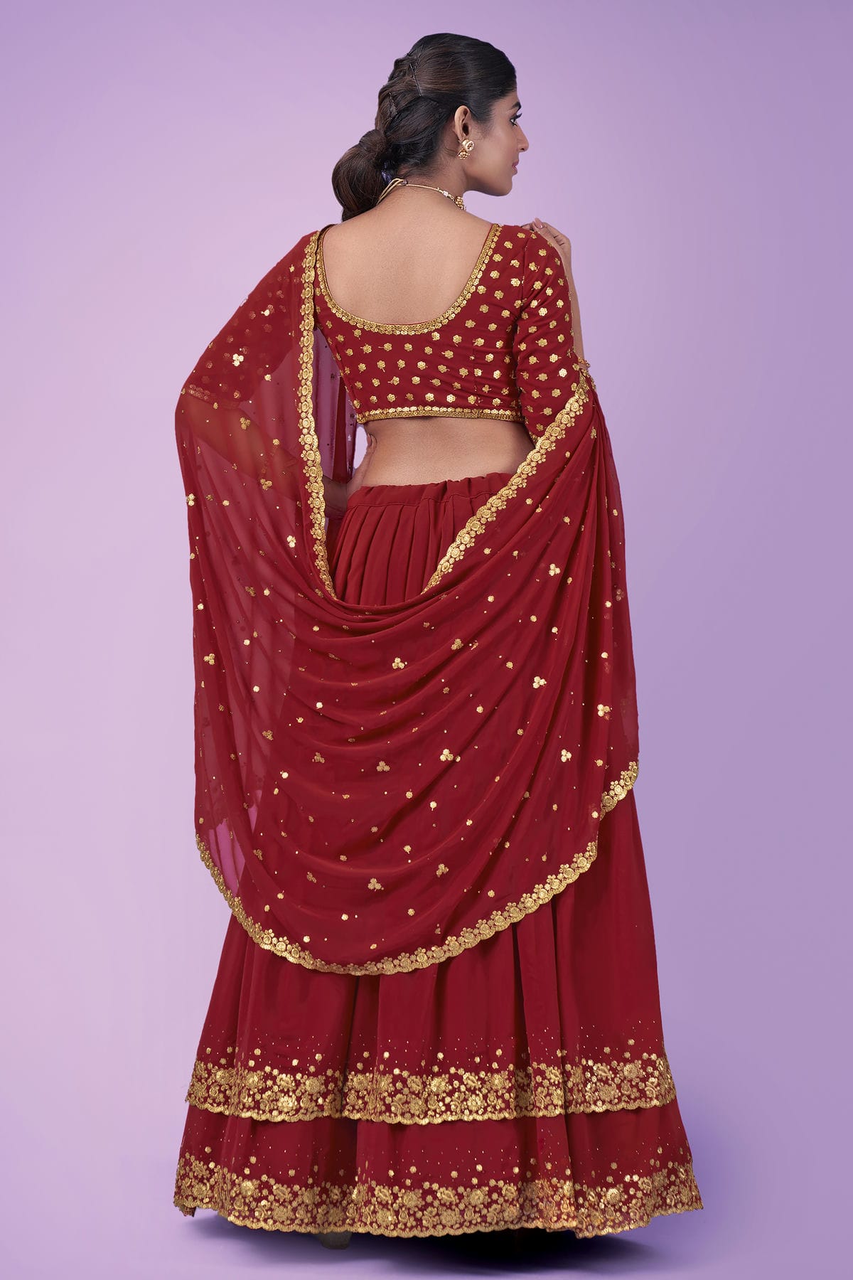 Red Colour Embroidery Georgette Lehenga Choli VSLD1080668