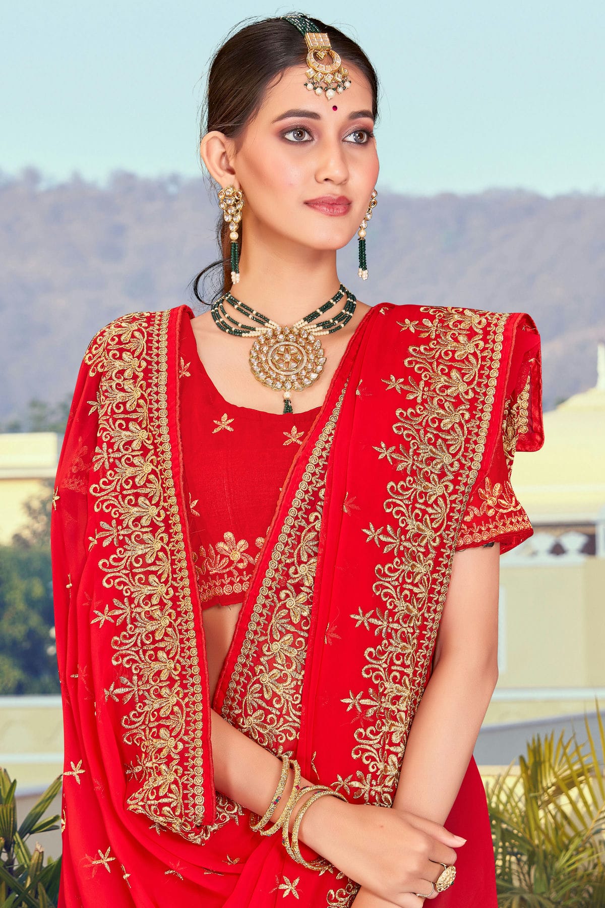 Red Colour Georgette Designer Saree VSLC1121376