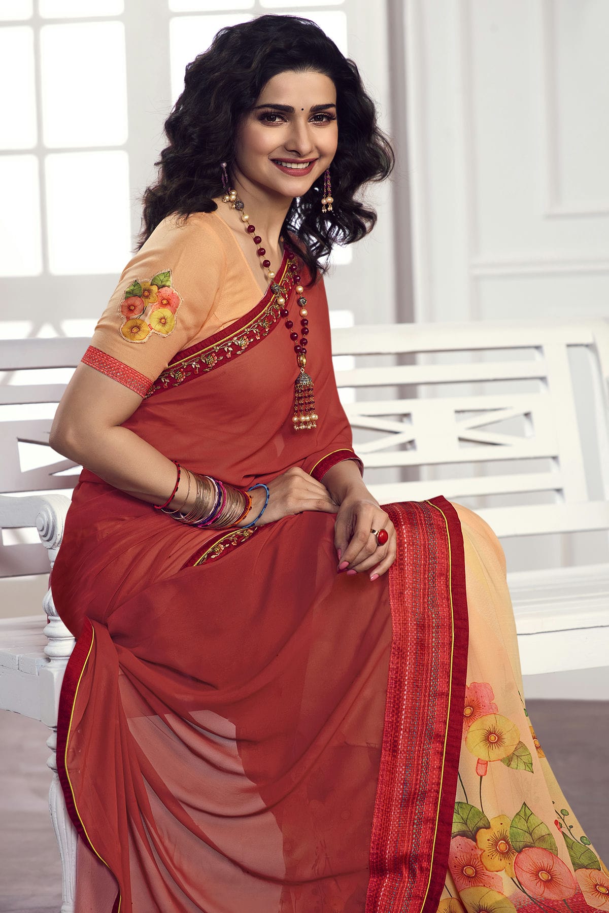 Red Colour Georgette Printed Saree VSSD1180063