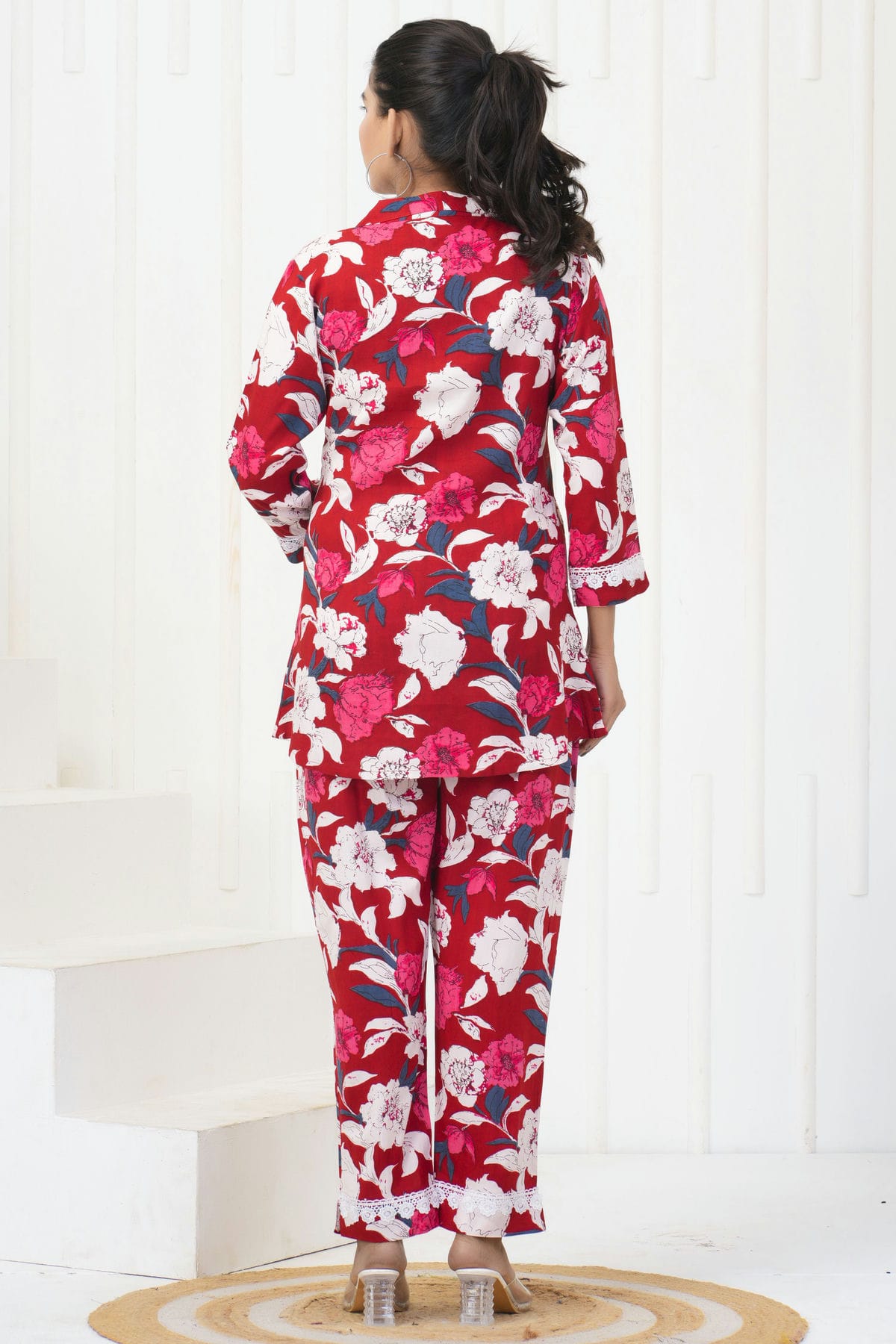 Red Colour Stitched Rayon Co Ord Set VSTP1112408