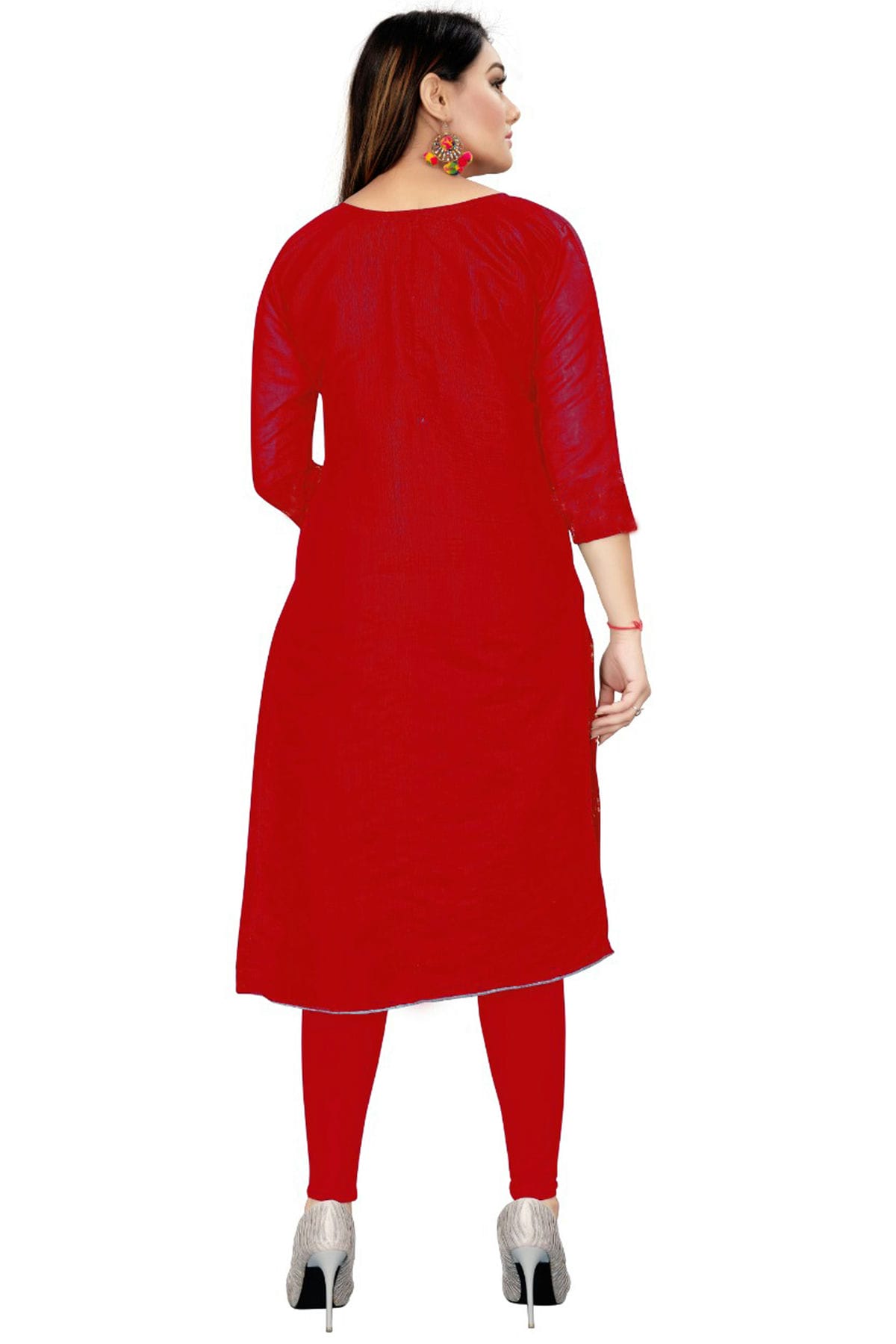 Red Colour Unstitched Chanderi Straight Suit VSUS1160736