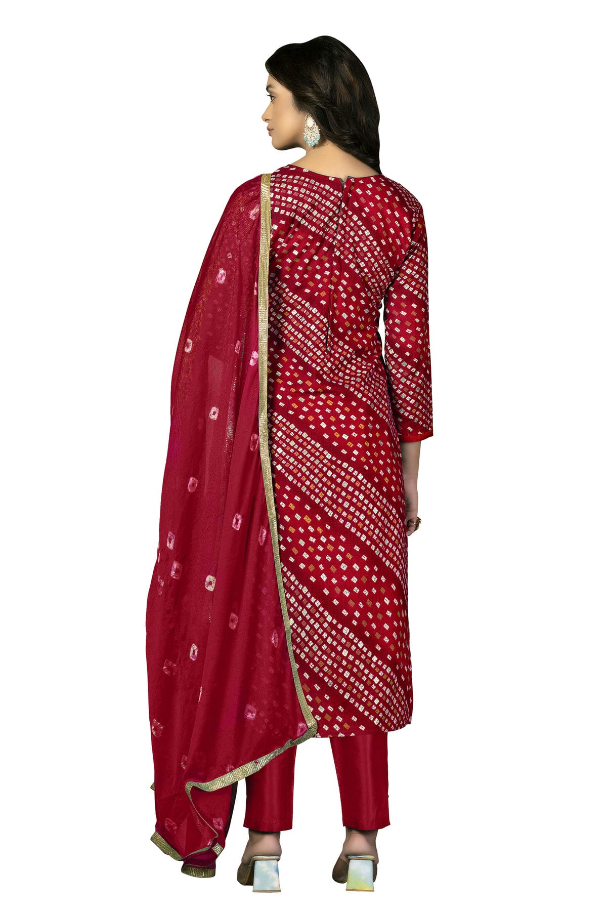 Red Colour Unstitched Jam Cotton Fabric Straight Suit VSUS1160949