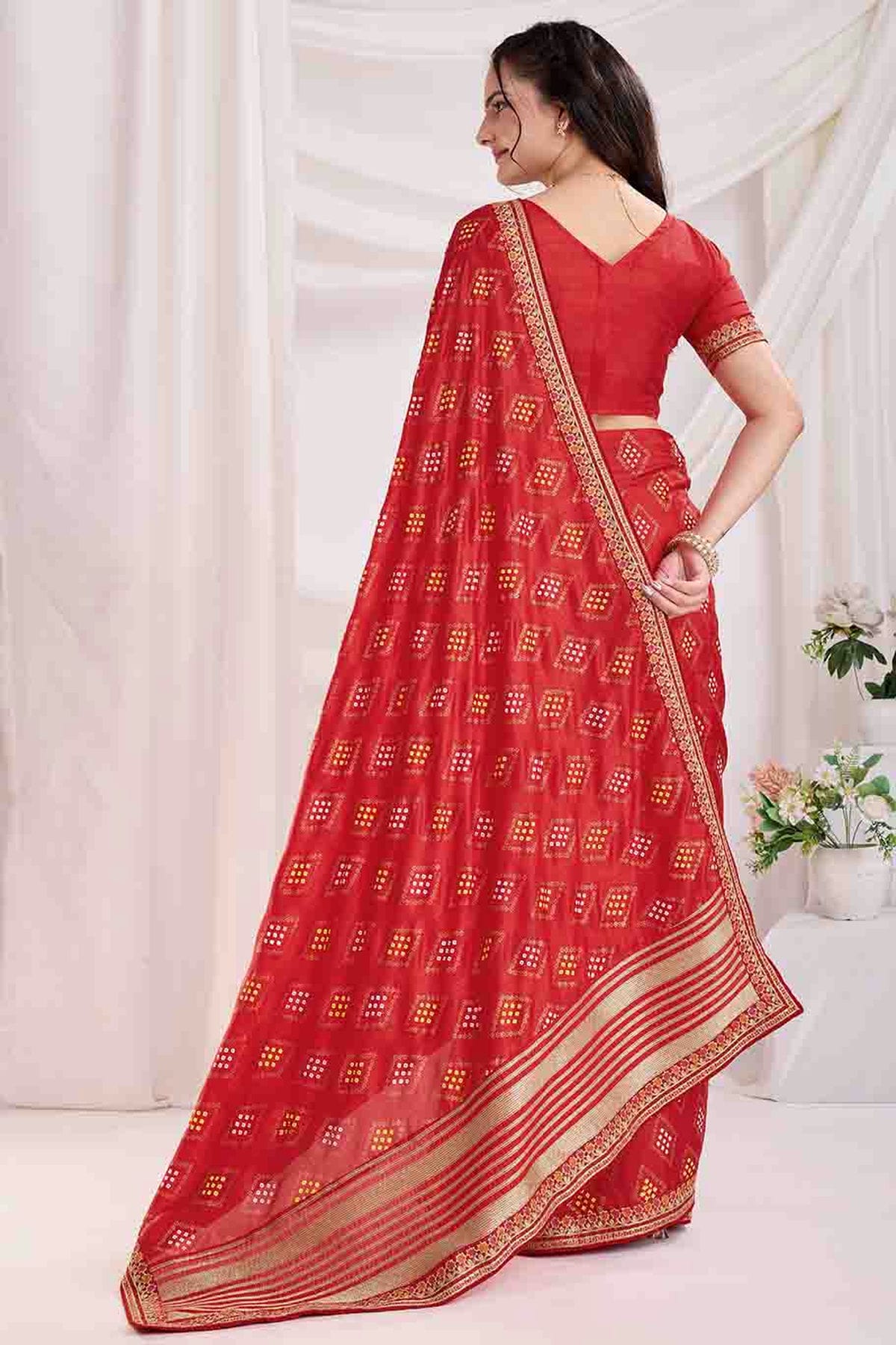 Red Colour Vichitra Silk Designer Saree VSSD1112865
