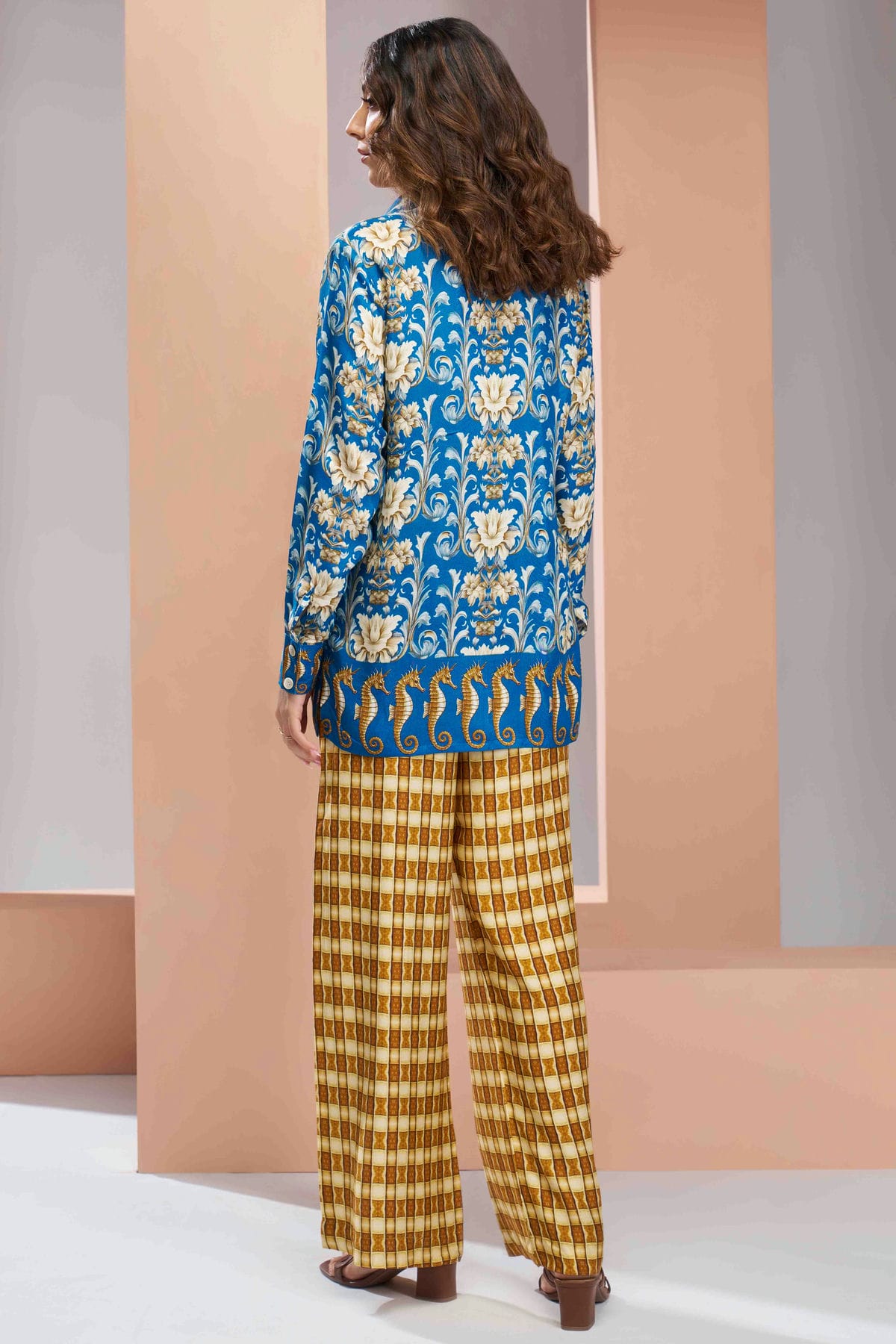 Royal Blue Colour Muslin Silk Co-Ord Set VSTP1080962