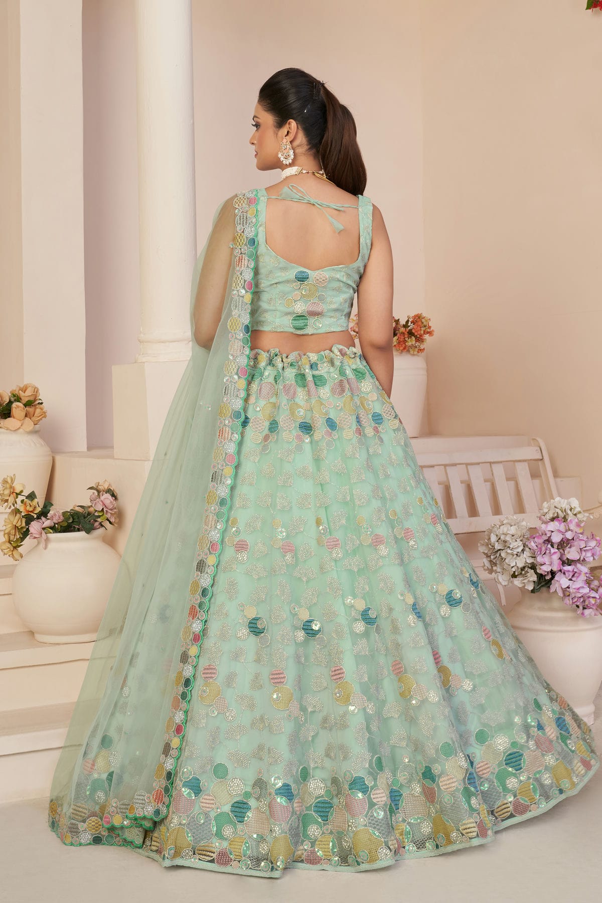 Sea Green Colour Embroidery Net Lehenga Choli VSLD1080853