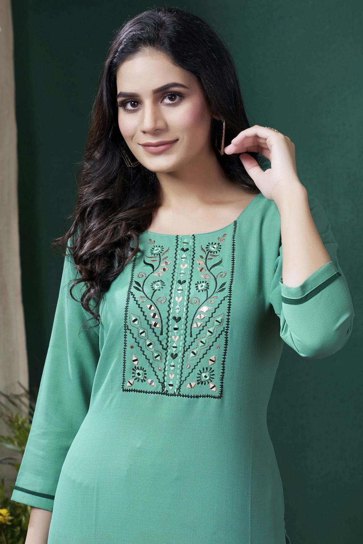 Sea Green Colour Maaza Cotton Kurta And Pant Set VSKR1111339