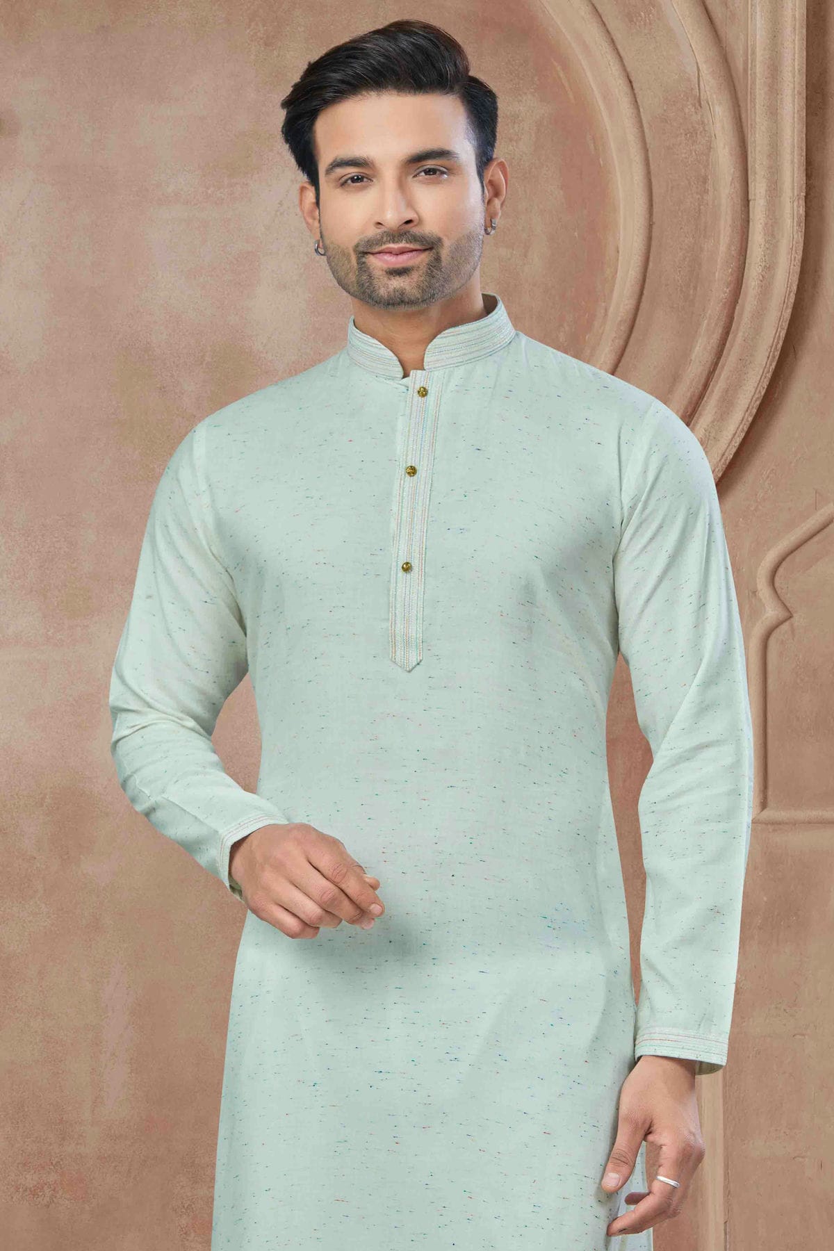 Sea Green Colour Printed and Pintex Work Cotton Kurta Pajama VSKP1113439