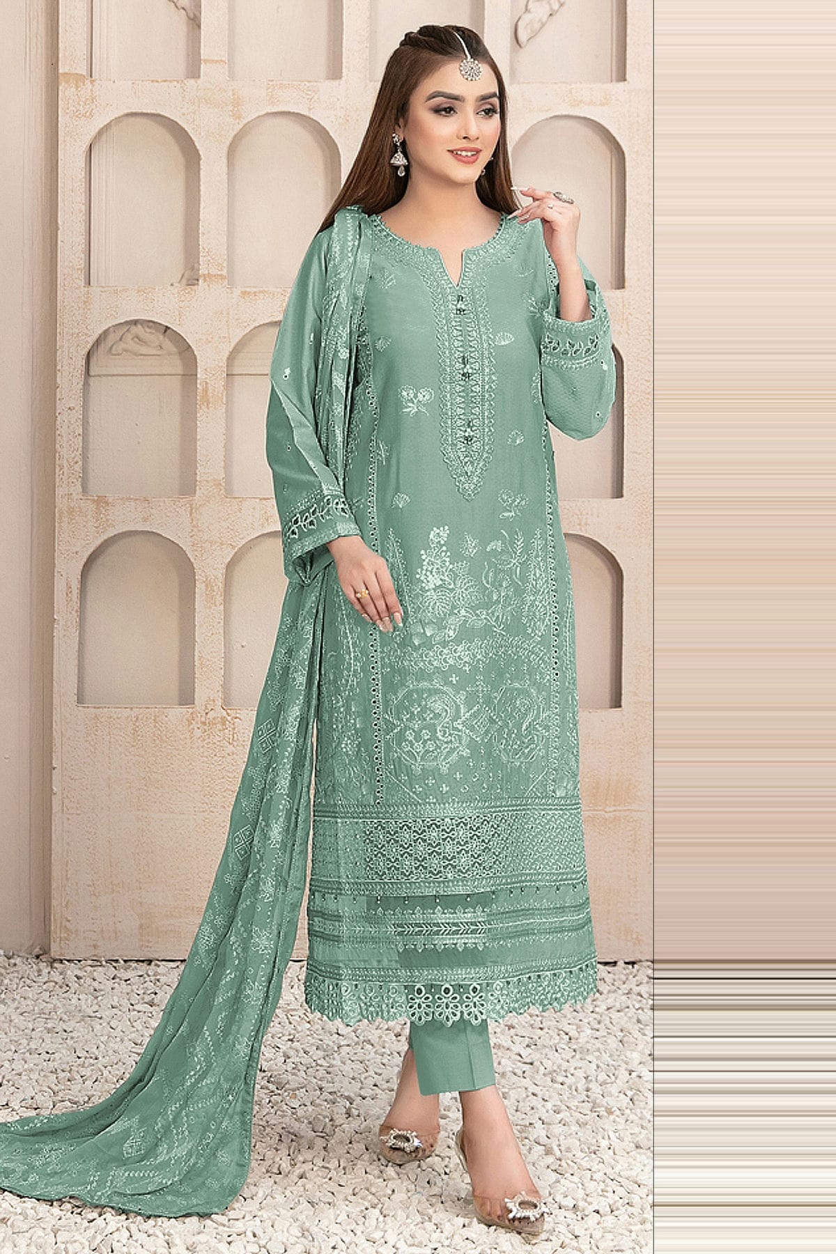 Sea Green Semi Stitched Georgette Pakistani Suit vastradi.com Sea Green Semi Stitched Georgette Pakistani Suit vastradi.com