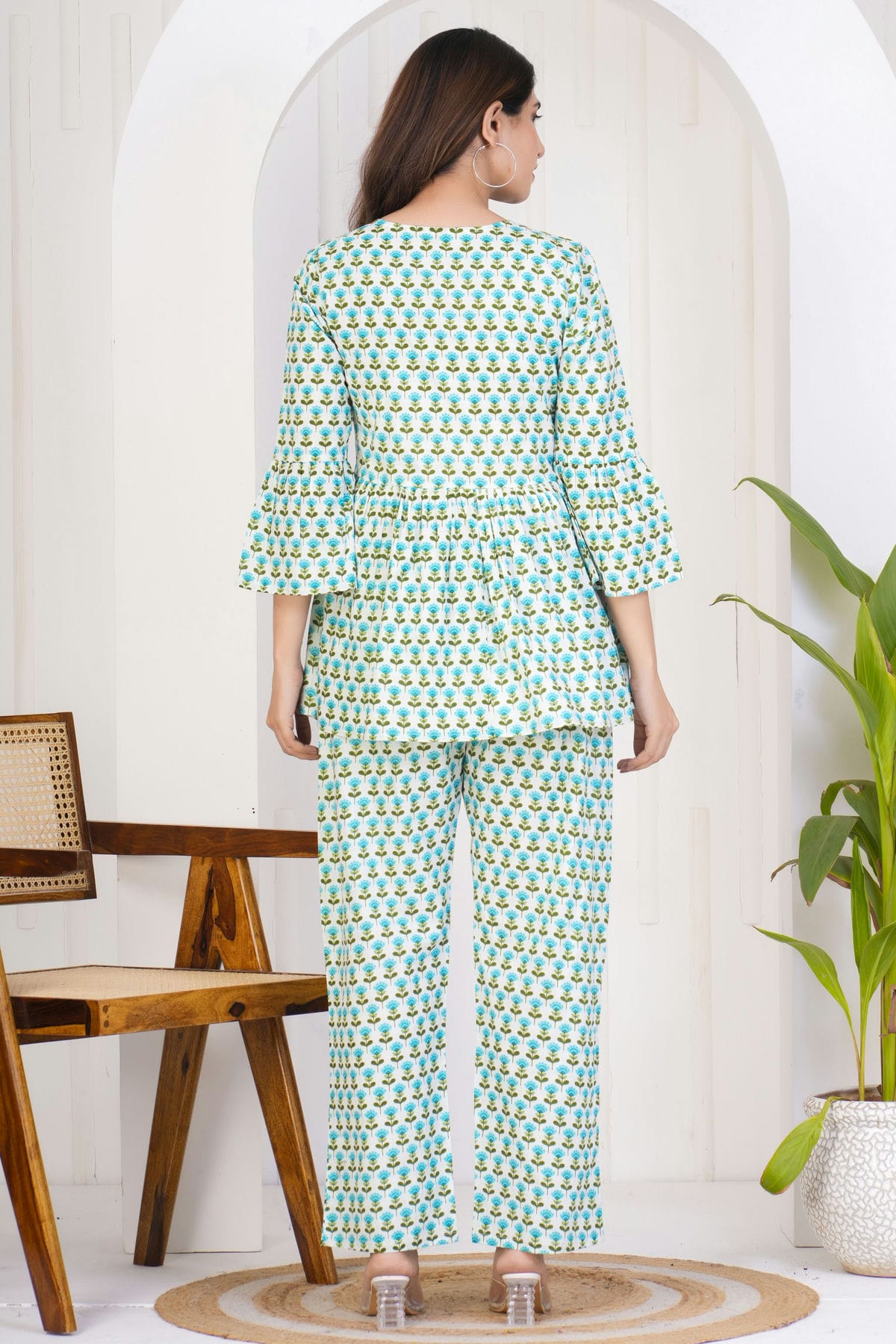 Sea Green Colour Stitched Cotton Co Ord Set VSTP1112400