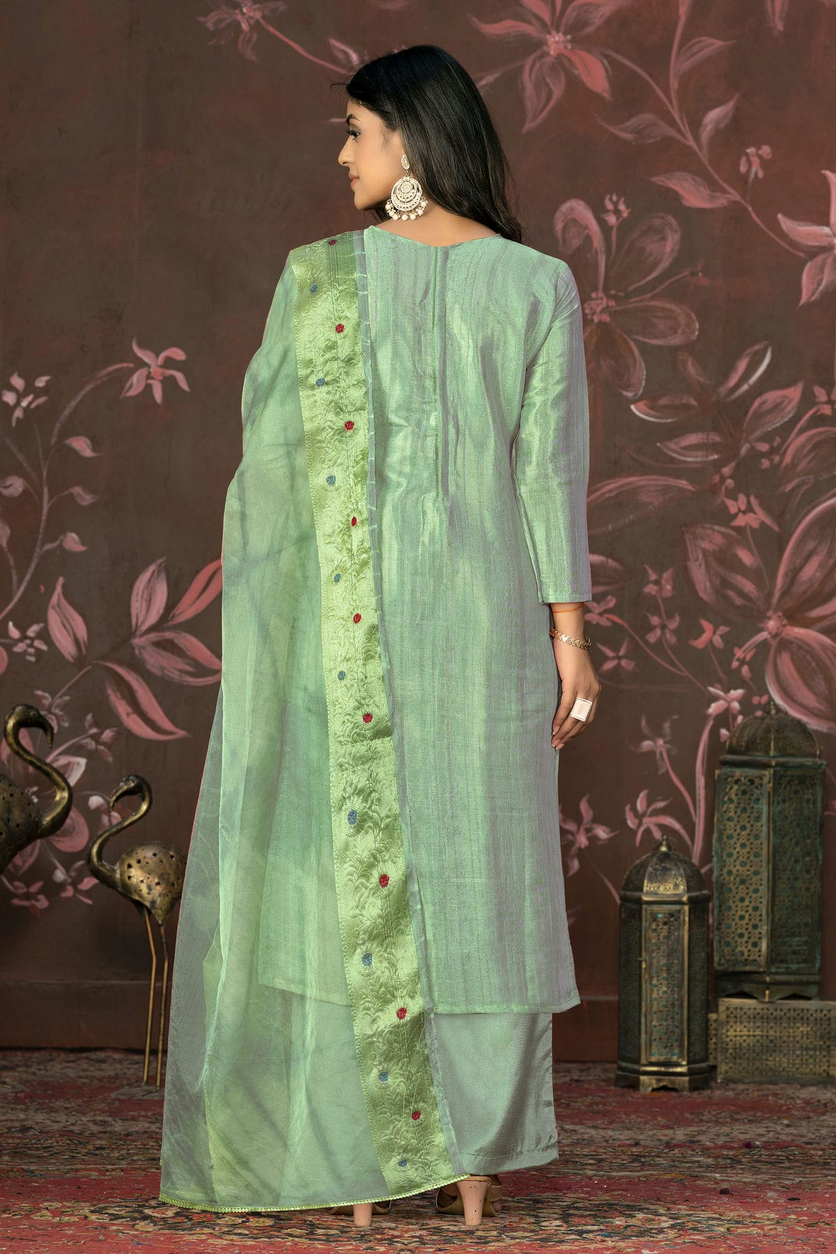 Sea Green Colour Unstitched Modal Cotton Jacquard Straight Suit VSUS1161281