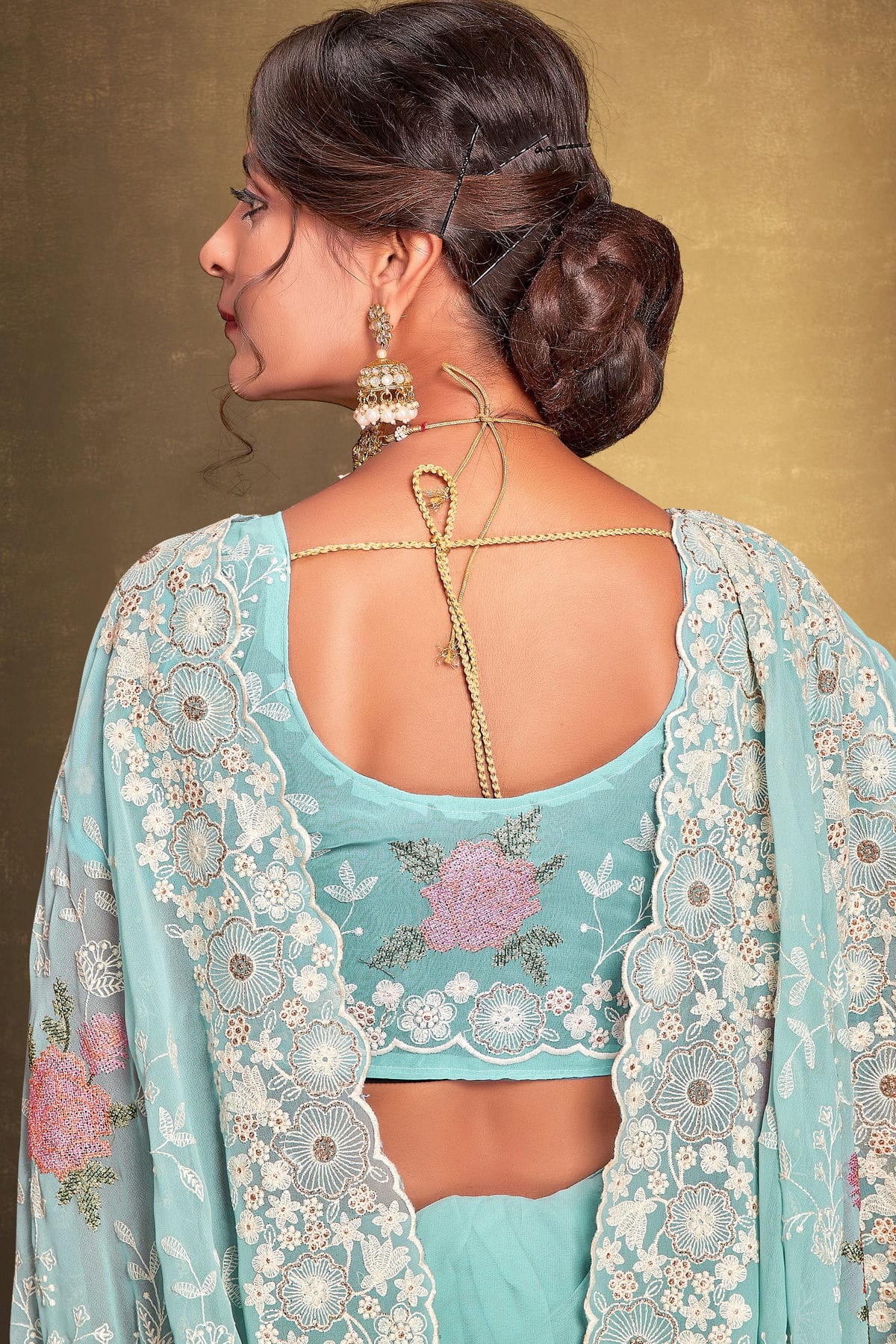 Sky Blue Colour Georgette Designer Saree VSLC1121522