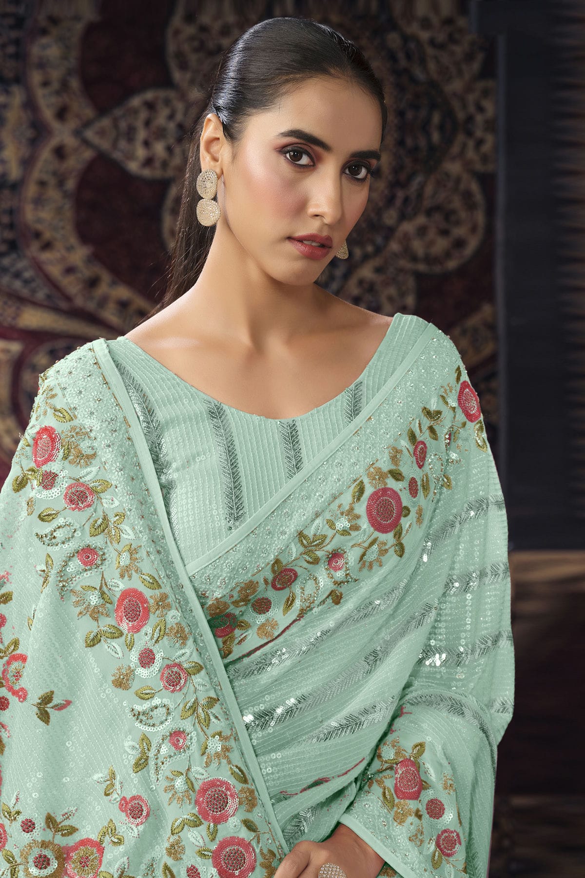 Sky Blue Colour Georgette Designer Saree VSSD1080882