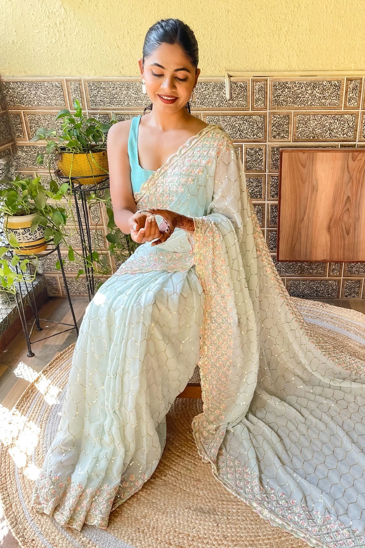 Sky Blue Colour Georgette Saree VSSD1110152