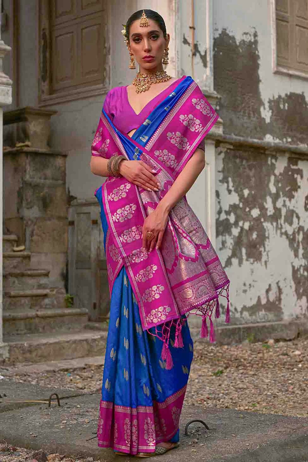 Sky Blue Colour Kanchi Silk Traditional Saree