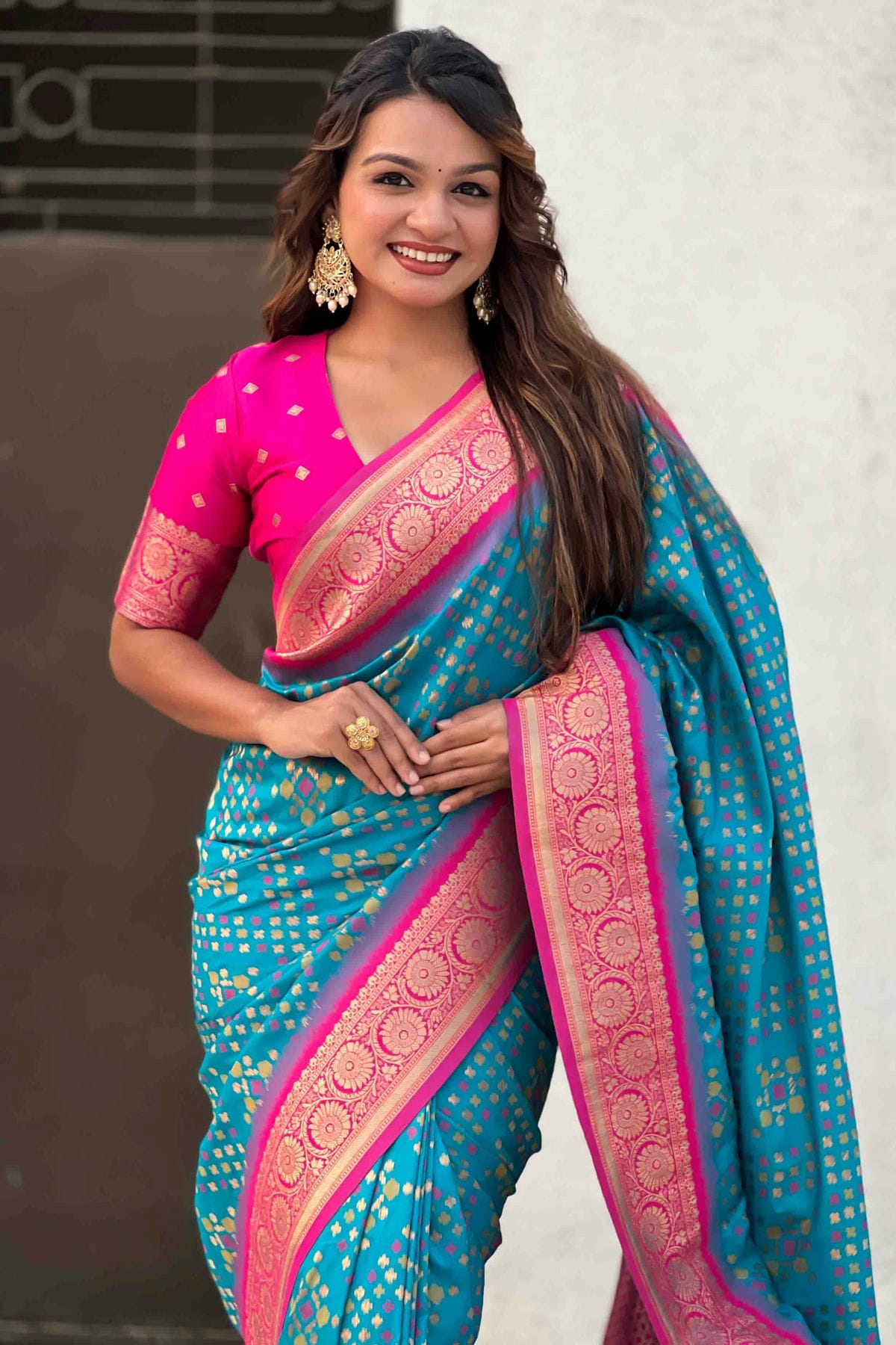 Sky Blue Colour Meenakari Work Patola Silk Traditional Sarees VSSD1113384