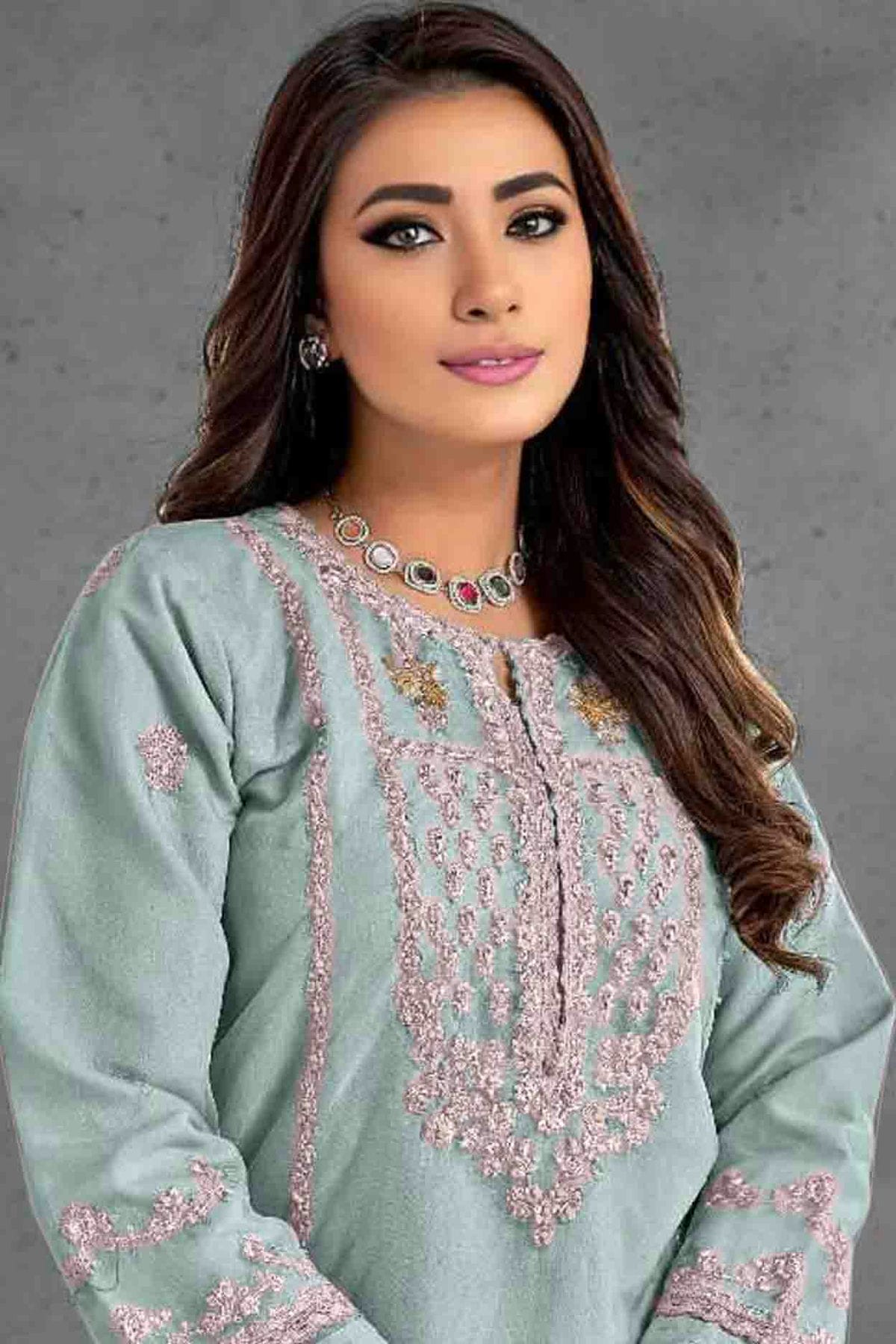 Sky Blue Colour Organza Pakistani Suit VSSM1140819