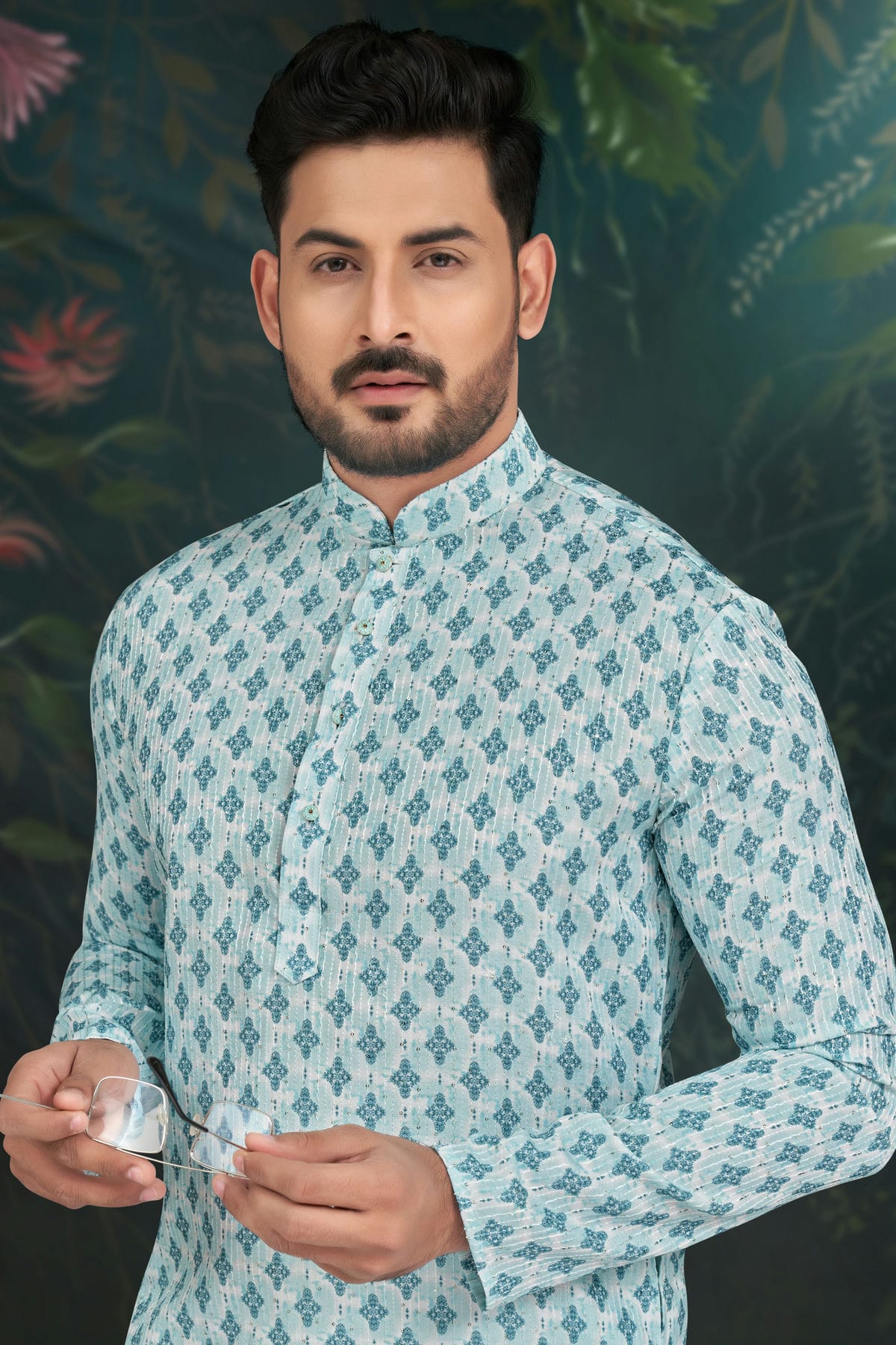 Sky Blue Colour Rayon Kurta Pajama VSKP1040485