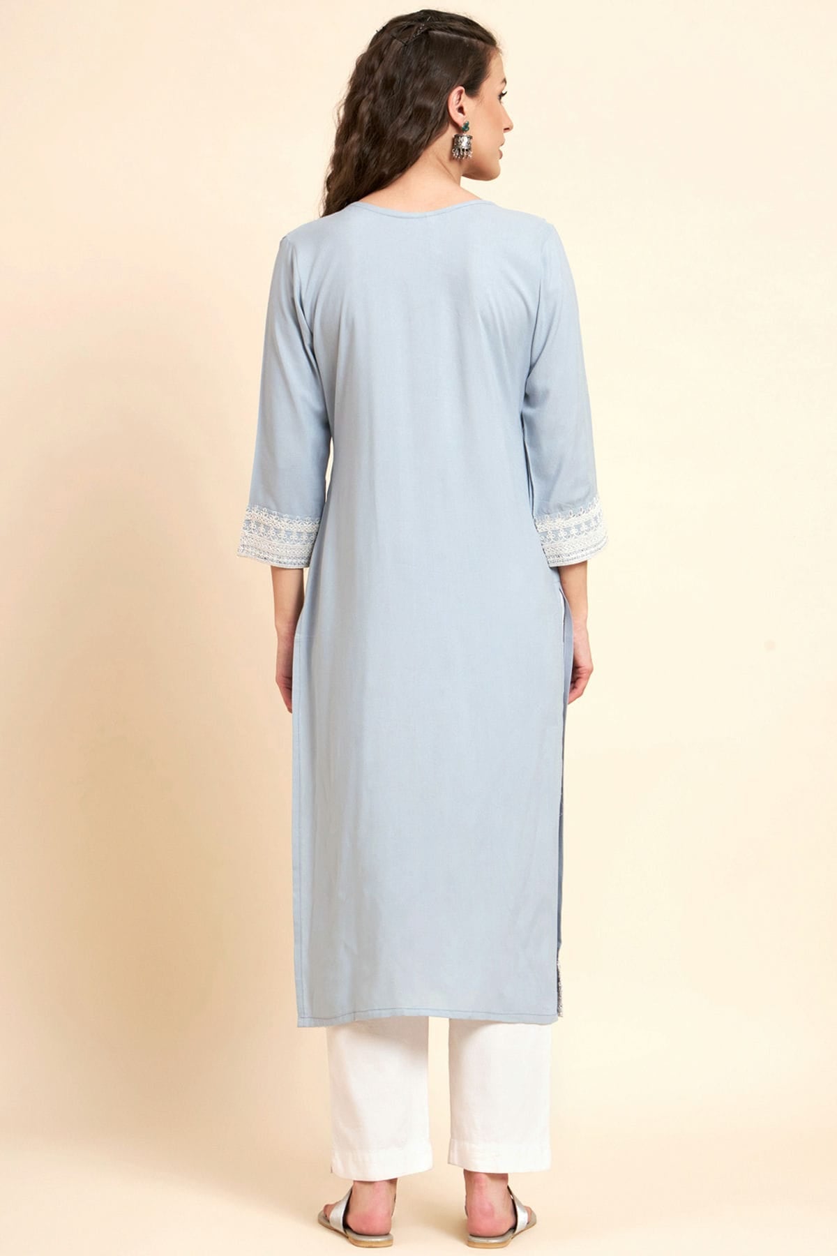 Sky Blue Colour Rayon Kurti VSKR1111067