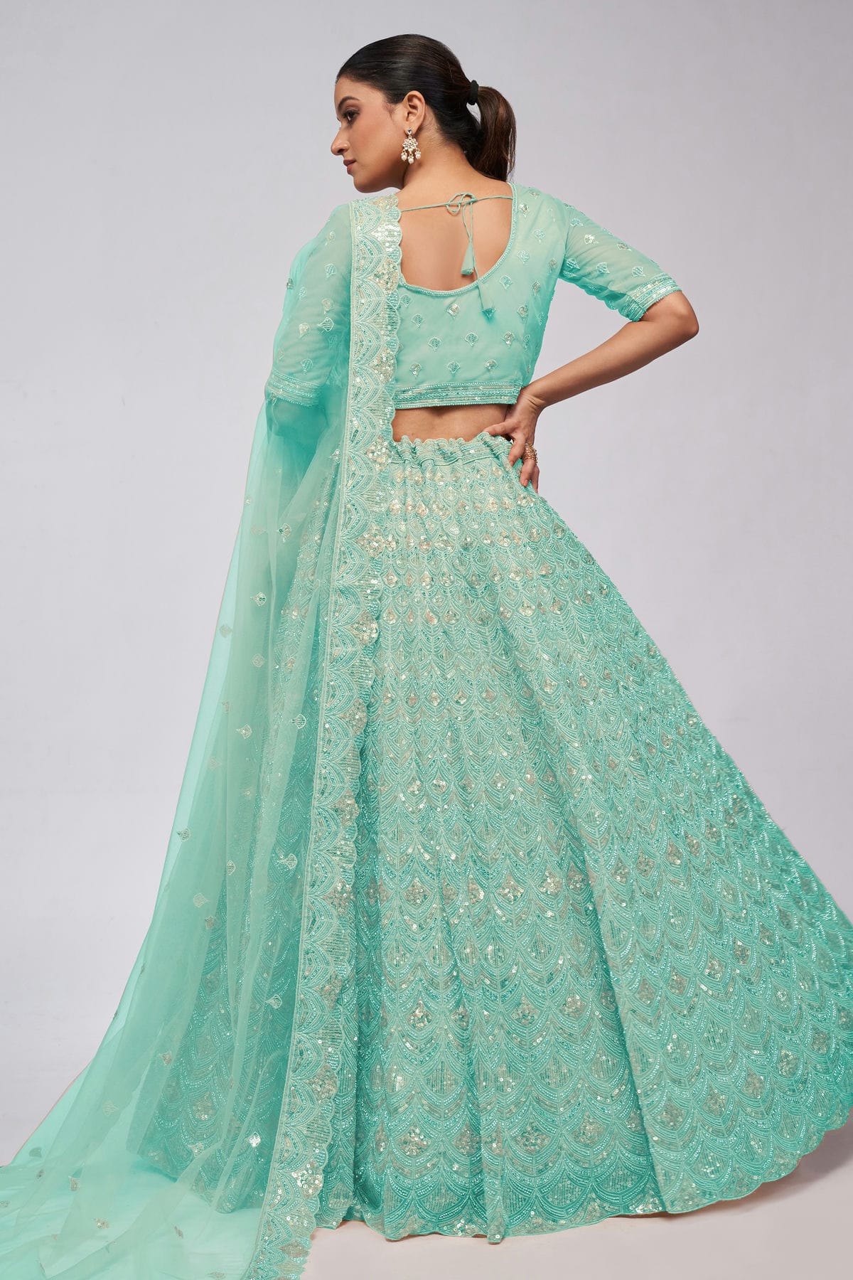 Sky Blue Colour Soft Net Lehenga Choli VSLC1030015
