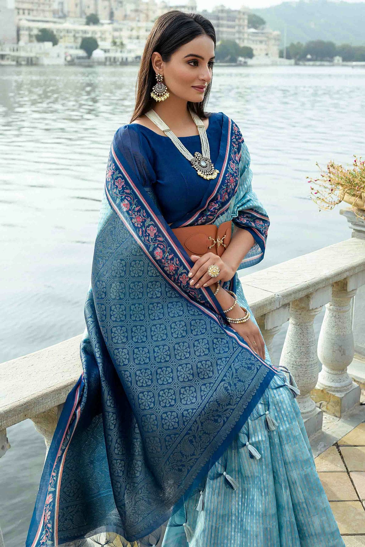 Sky Blue Colour Soft Silk Designer Saree VSSD1113378
