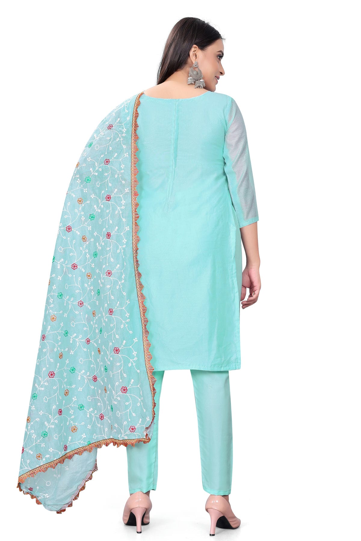 Sky Blue Colour Unstitched Modal Chanderi Straight Suit VSUS1160697