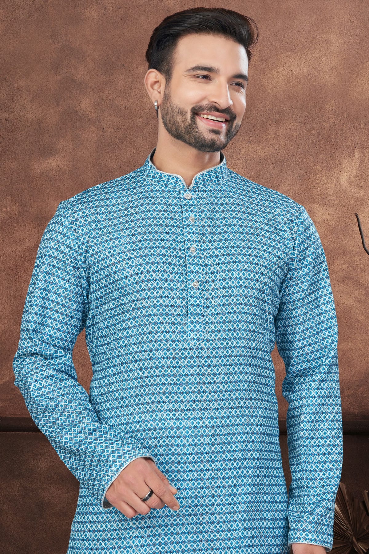 Sky Blue Colour Jacquard Kurta Pajama VSKP1040680