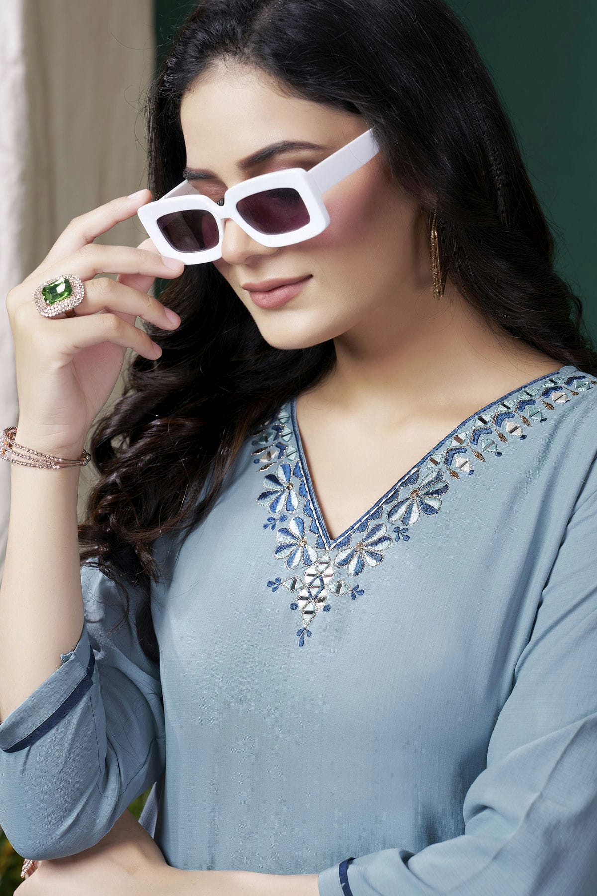 Slate Blue Colour Maaza Cotton Kurta And Pant Set VSKR1111345