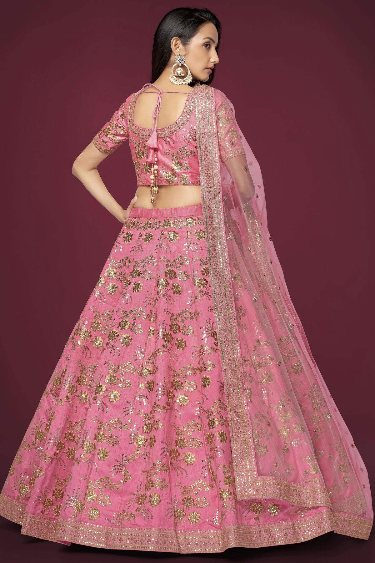 Slub Silk Embroidery A Line Lehenga Choli VSLC1010182