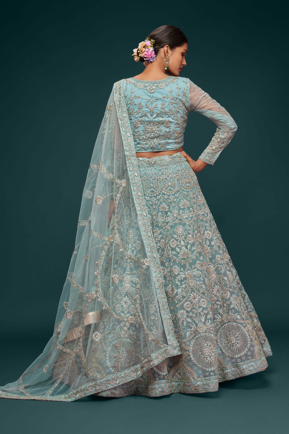 Soft Net Embroidery A Line Lehenga Choli VSLC1010188