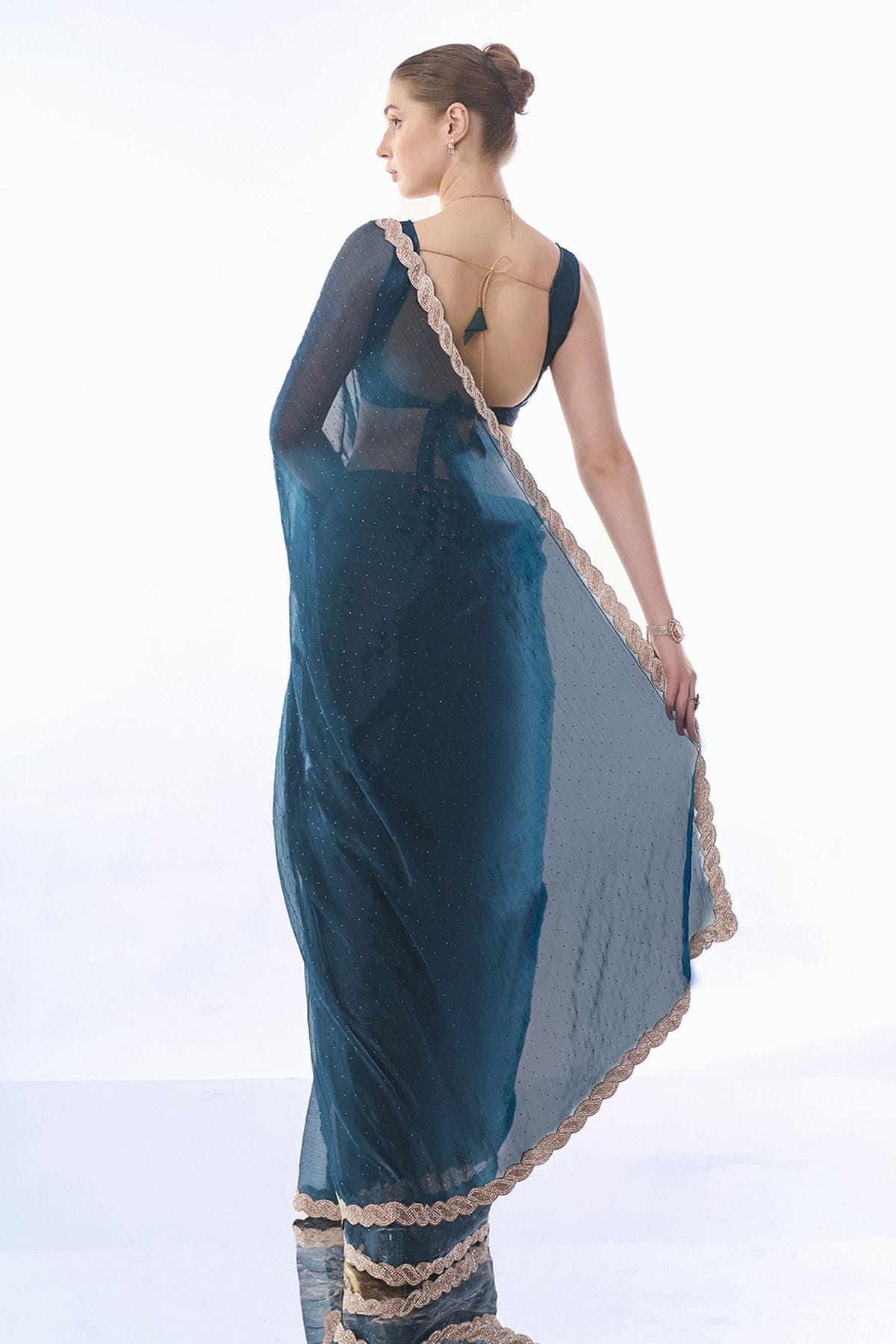 Teal Colour Burburry Saree VSSD1110437