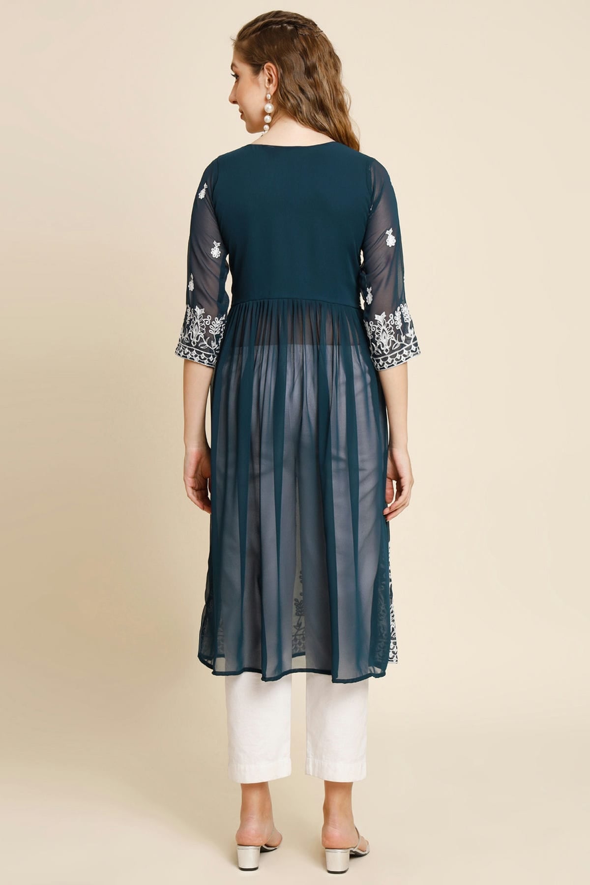 Teal Colour Georgette Kurti VSKR1111260