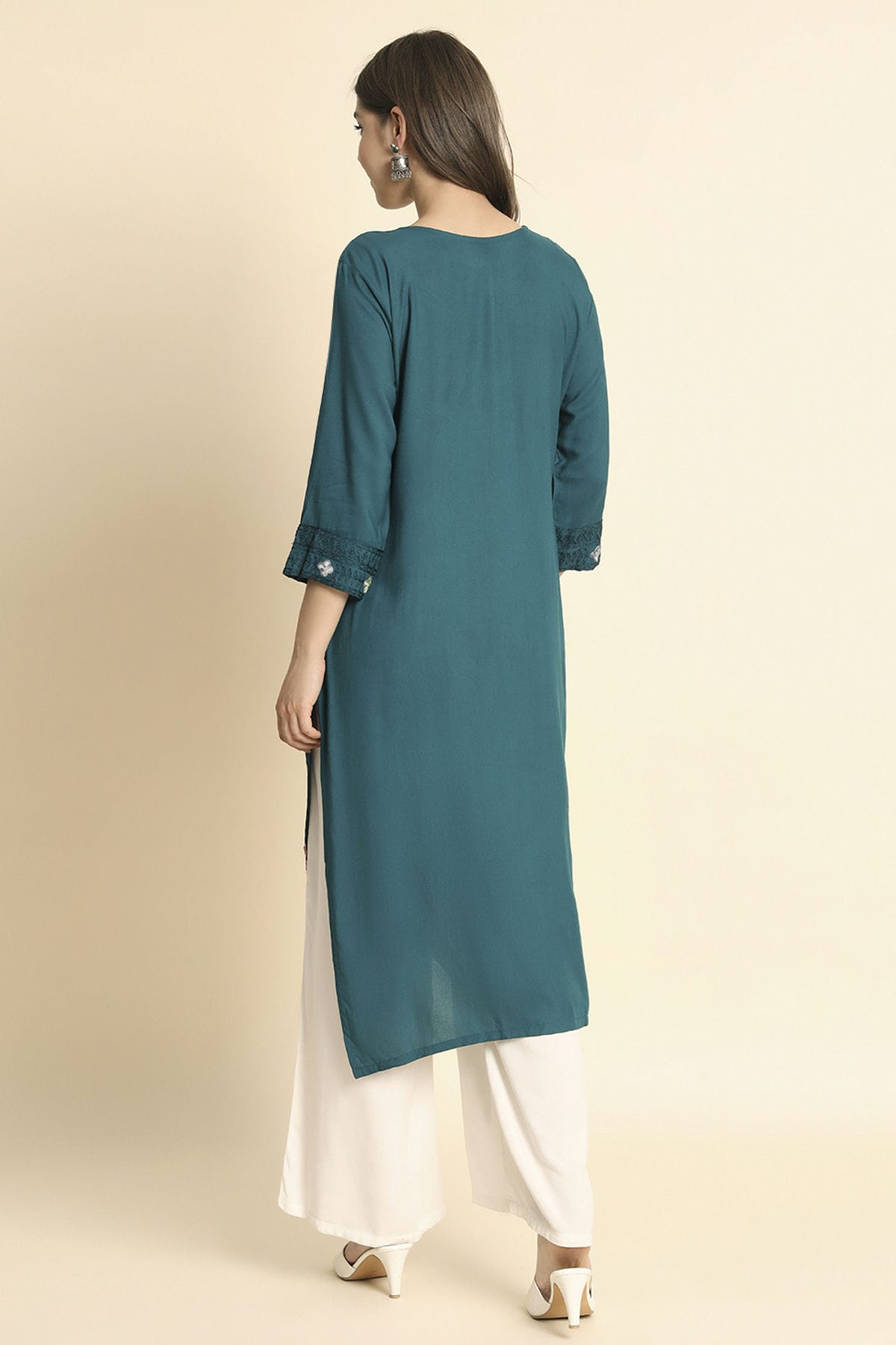 Teal Colour Rayon Kurti VSKR1111108