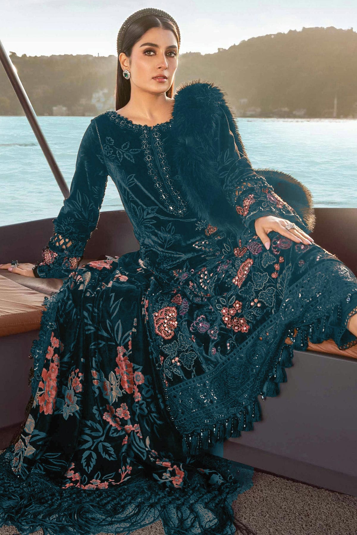 Teal Colour Rayon Semi Stitched Pakistani Suit VSSM1250145