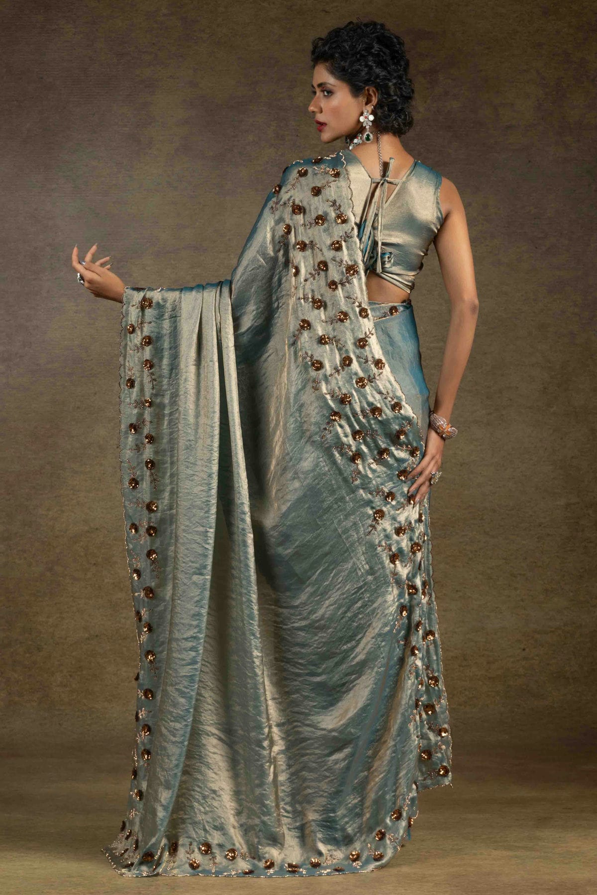 Teal Colour Satin Silk Designer Saree VSSD1121994