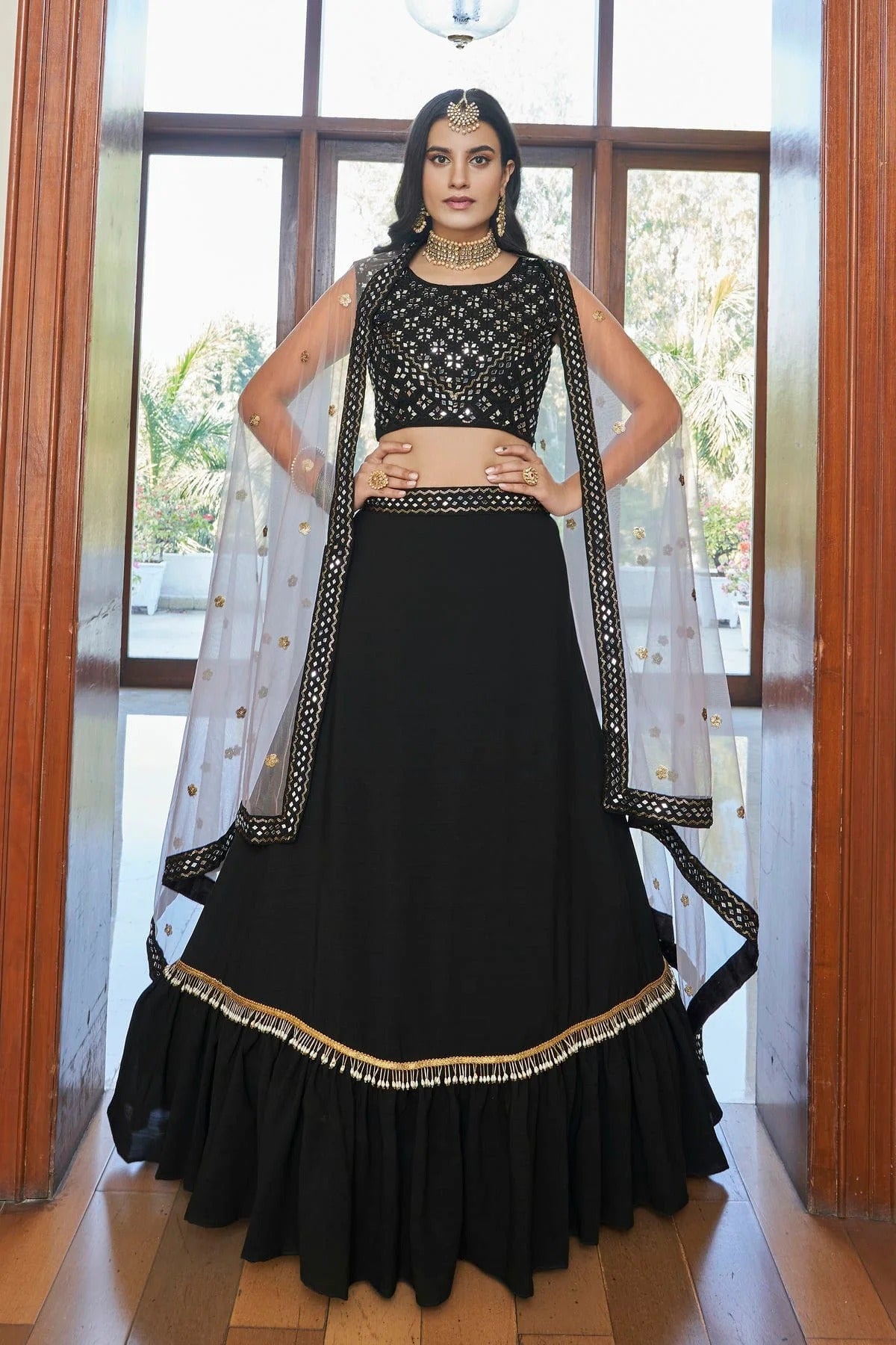 Titan Silk Designer Lehenga CholiIn Black NCLC12710144