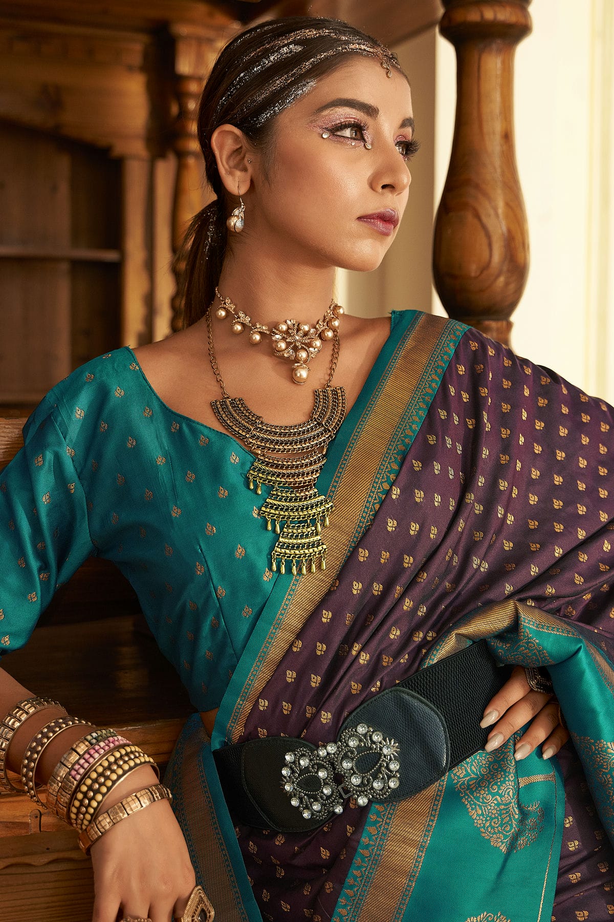 Violet Colour Soft Banarasi Silk Woven Work Saree VSSD1290094