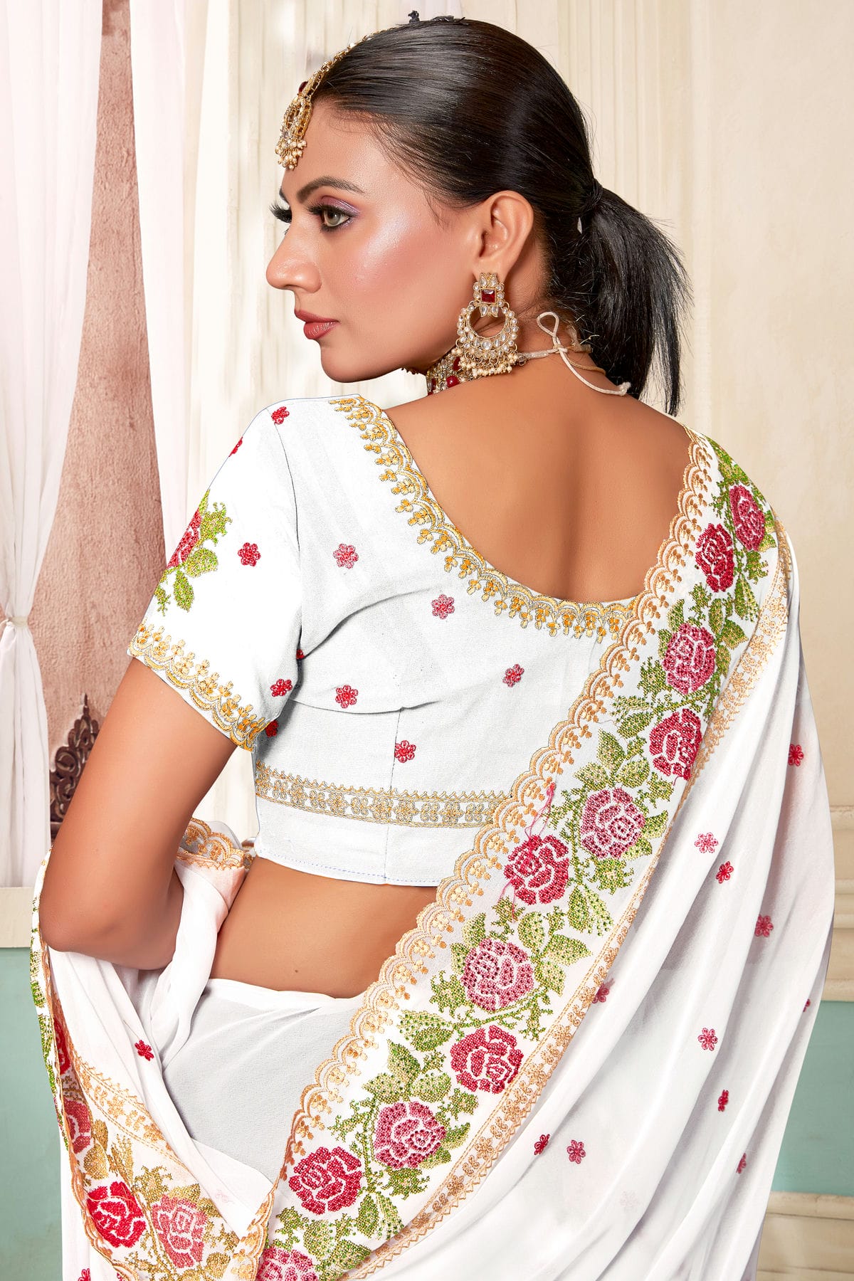 White Colour Georgette Designer Saree VSLC1121482