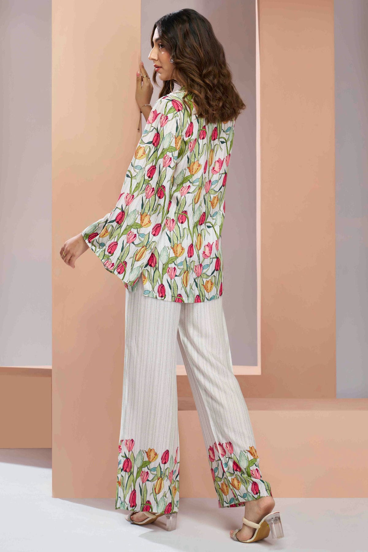 White Colour Muslin Silk Co-Ord Set VSTP1080963